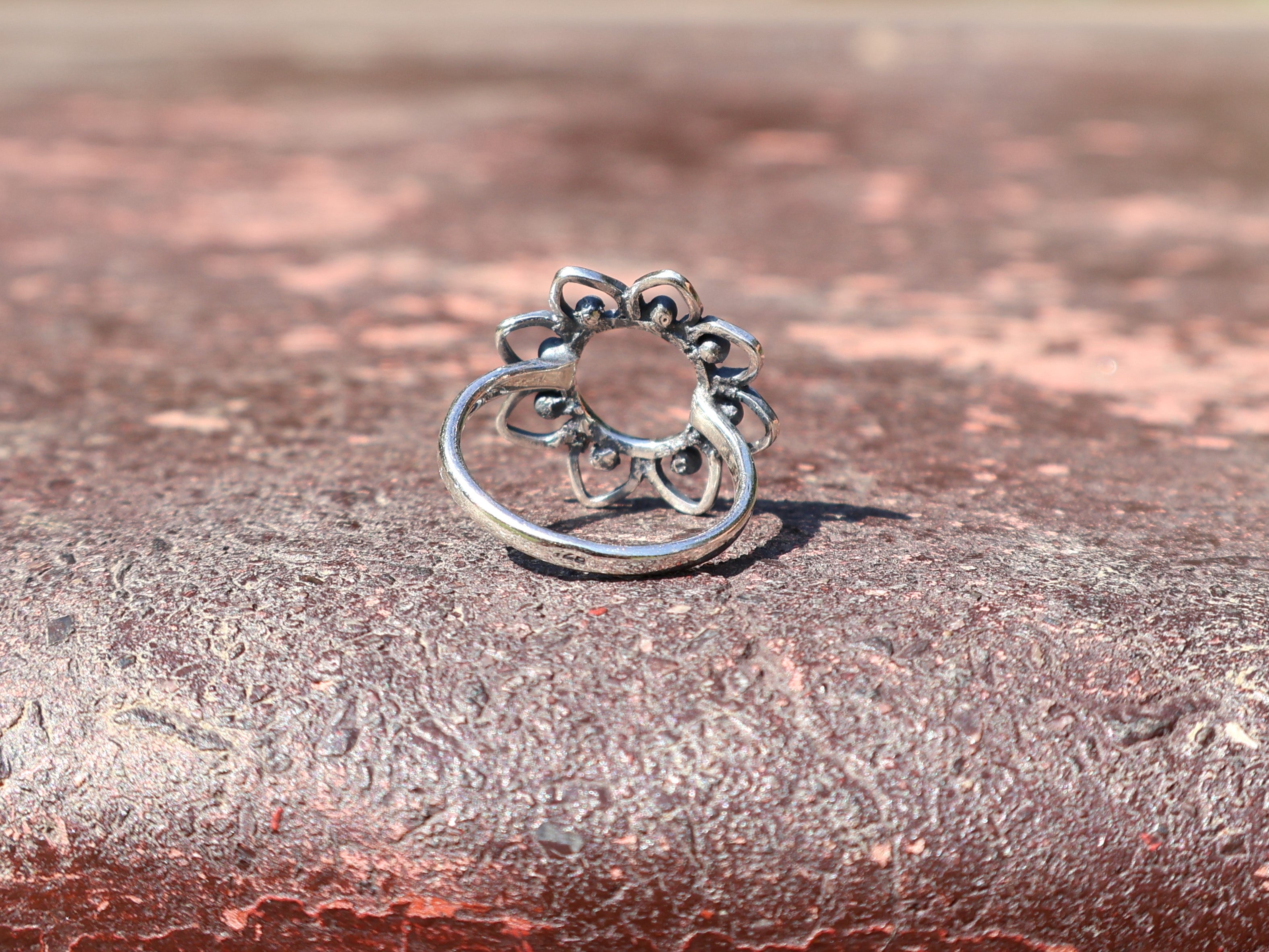 Blumenring 925 Sterling Silber Statement Ring Handgemachter Ring Geschenk für Sie Böhmischer Schmuck