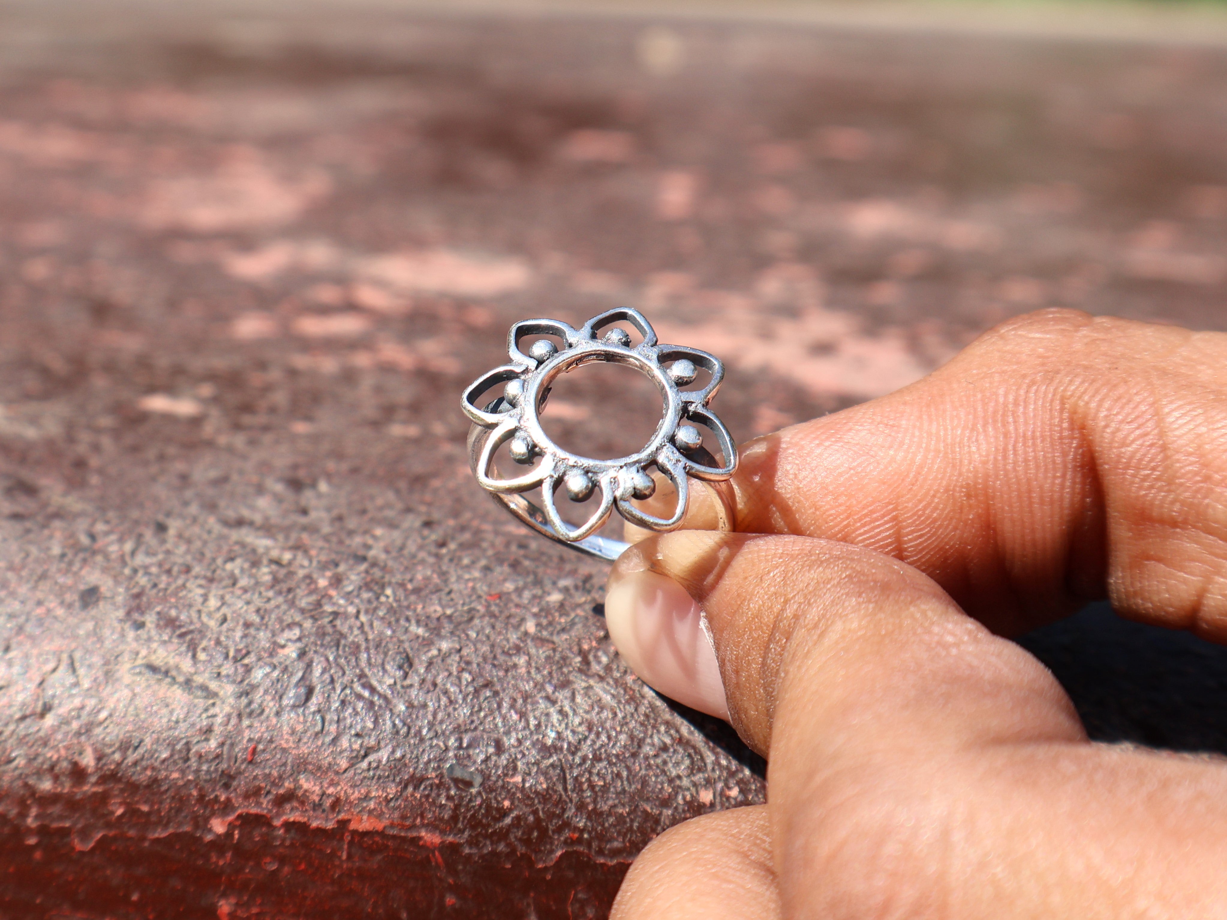 Blumenring 925 Sterling Silber Statement Ring Handgemachter Ring Geschenk für Sie Böhmischer Schmuck