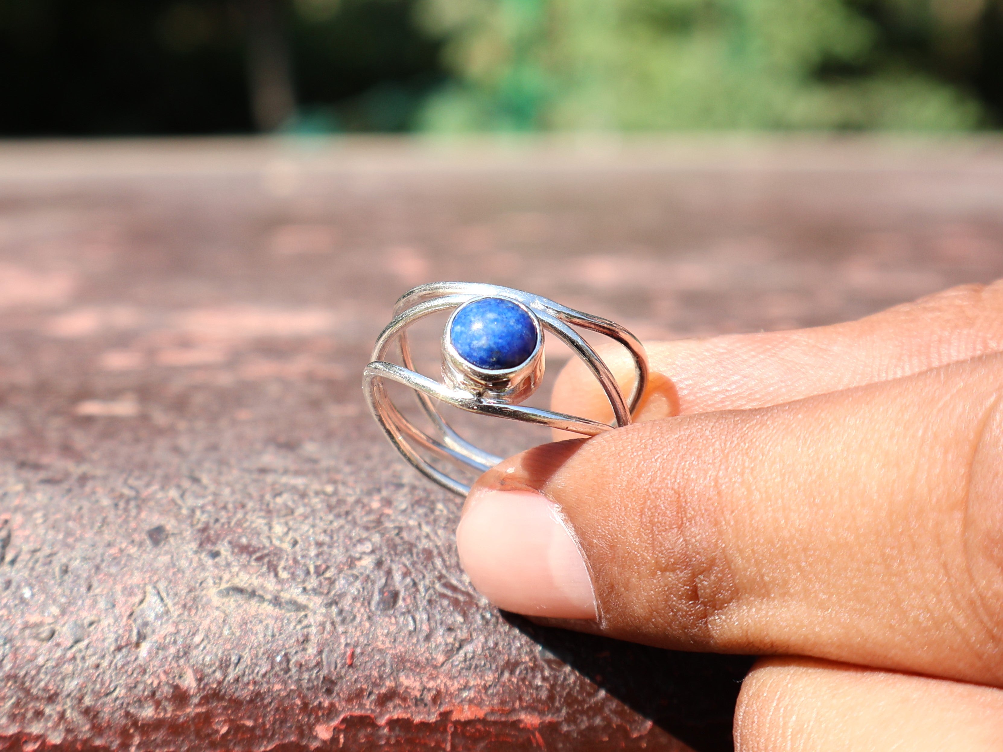 Lapislazuli 925er Sterling Silber Cocktailring Handgemachter Statement-Ring Zierlicher Ring Edelsteinring Geschenk für sie