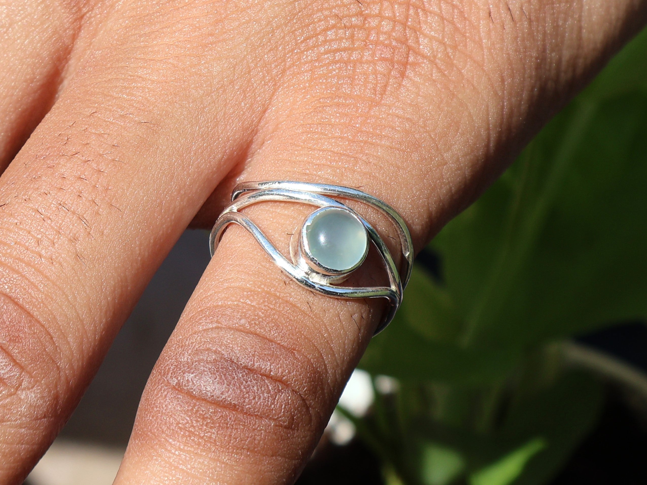 Aqua Chalcedon Ring 925 Sterling Silber Ring Boho März Geburtsstein Ring Blauer Chalcedon Handgemachter Statement Silberring