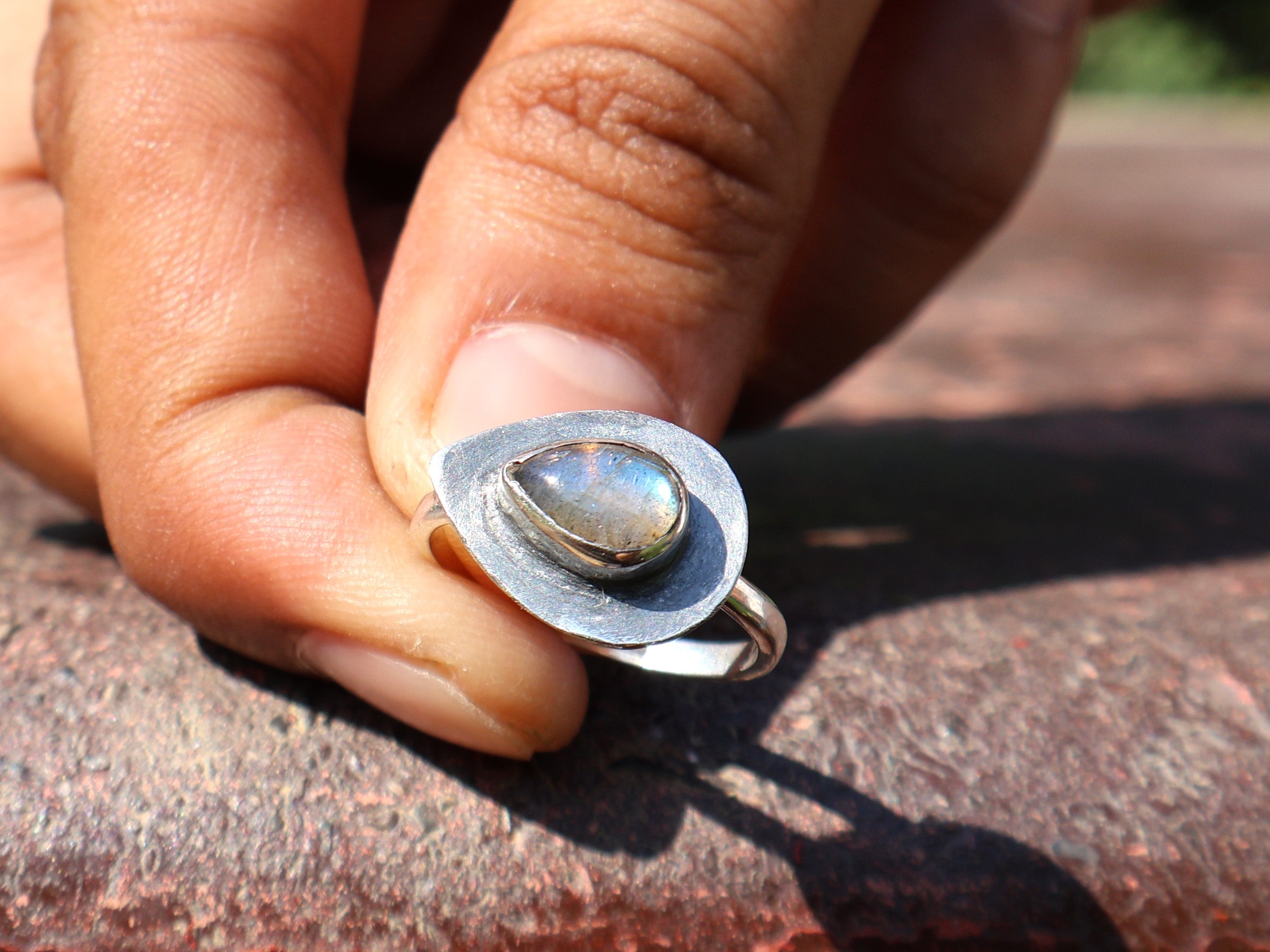 Labradorit Ring 925 Sterling Silber Ring Blauer Feuerstein Birnenform Edelstein Ring Boho Ring Geschenk Für Sie