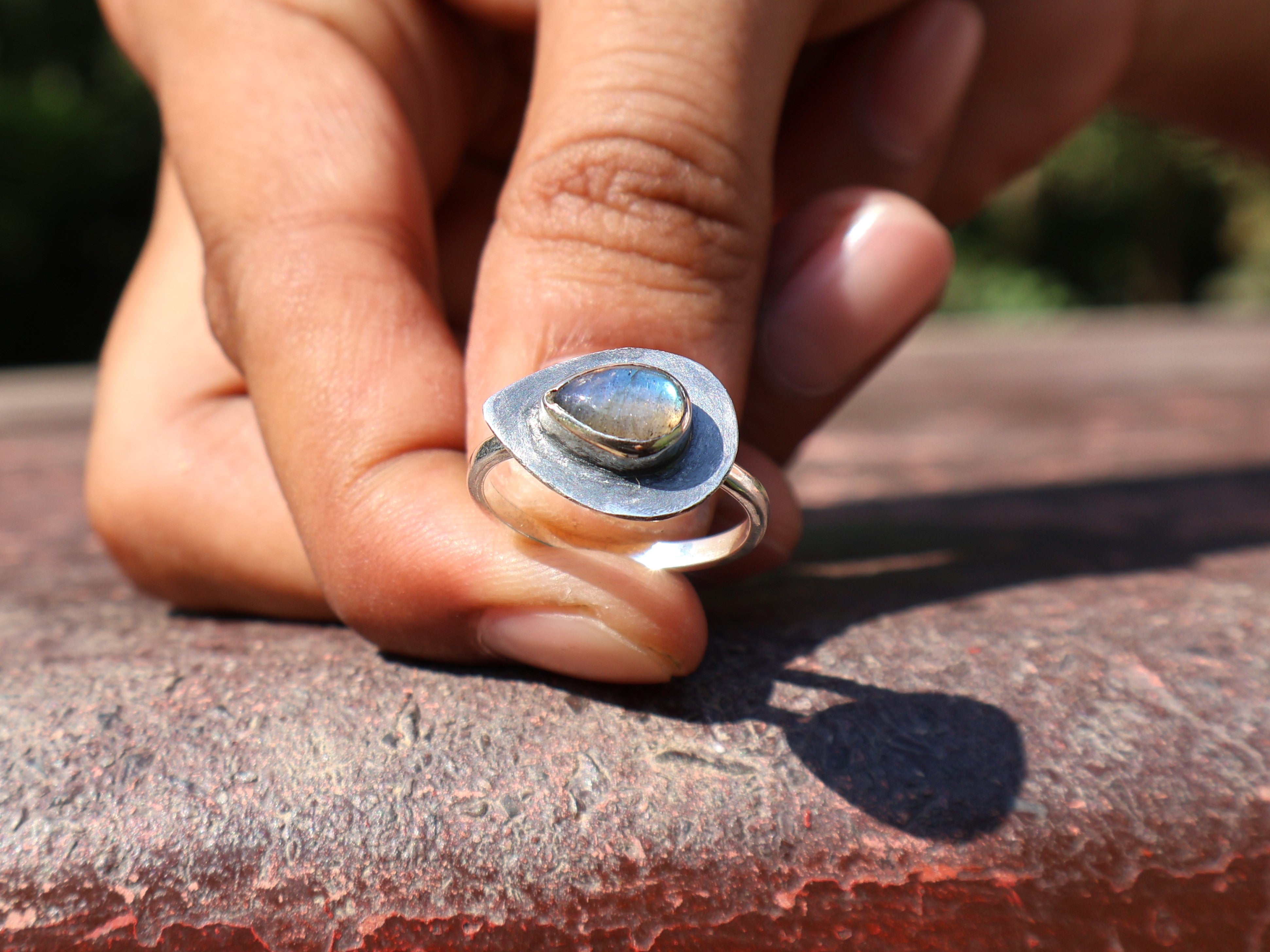 Labradorit Ring 925 Sterling Silber Ring Blauer Feuerstein Birnenform Edelstein Ring Boho Ring Geschenk Für Sie