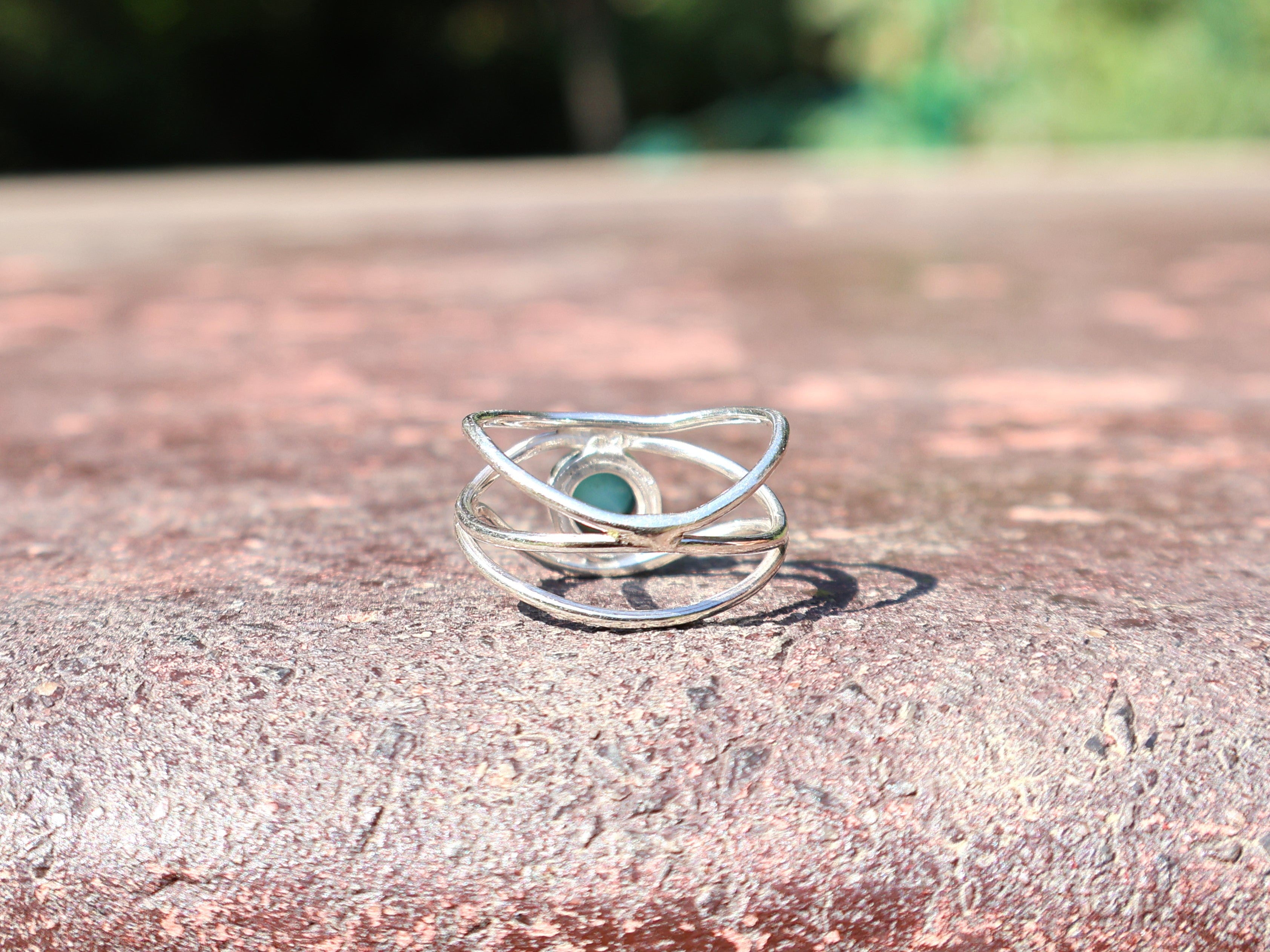 Natürlicher Larimar Ring 925 Silber Ring Zierlicher Larimar Ring Runder Larimar Edelstein Damenschmuck Geschenk für Sie Statement Ring