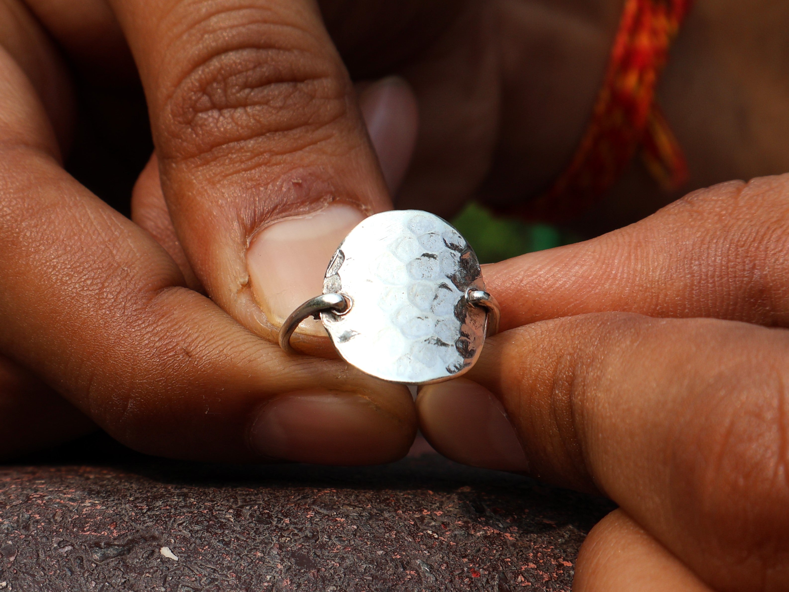 Gehamerde Bandring 925 Zilveren Ring Boho Stapelring Alledaagse Handgemaakte Ring Cadeau Voor Haar