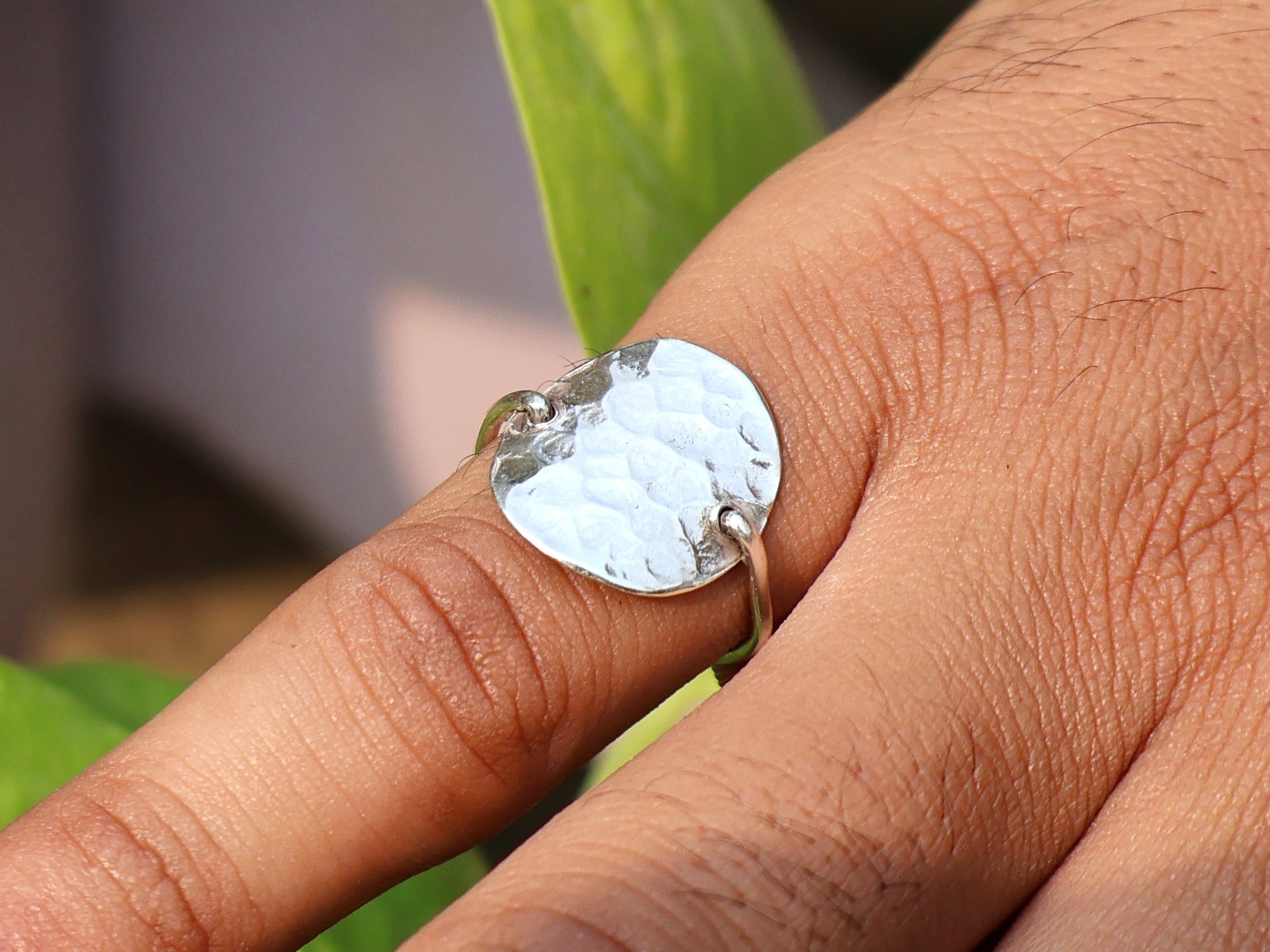 Gehamerde Bandring 925 Zilveren Ring Boho Stapelring Alledaagse Handgemaakte Ring Cadeau Voor Haar