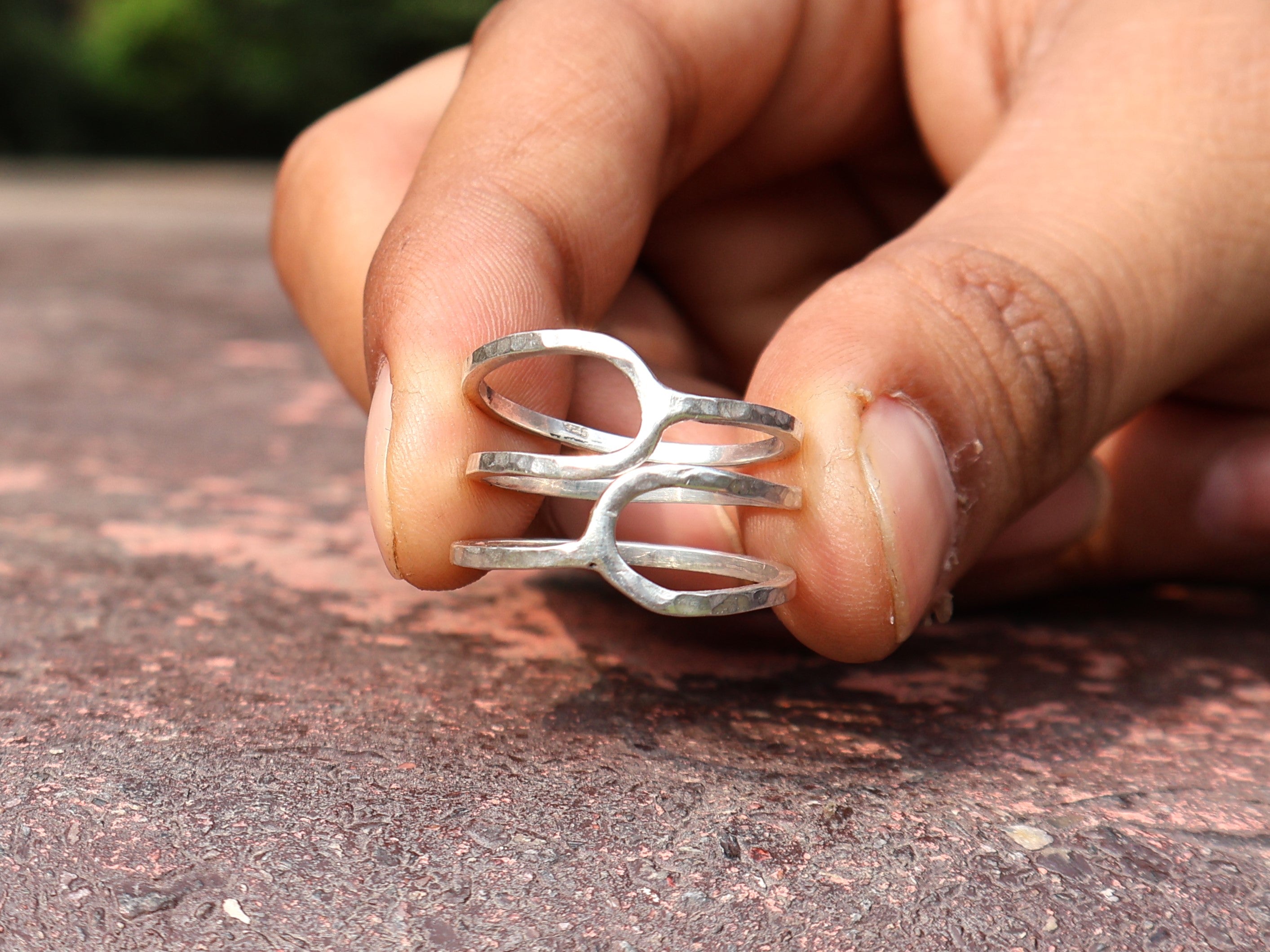Gehämmerter Spiralring 925 Silberring Boho Statement Ring Alltag Handgemachter Ring Geschenk für Sie
