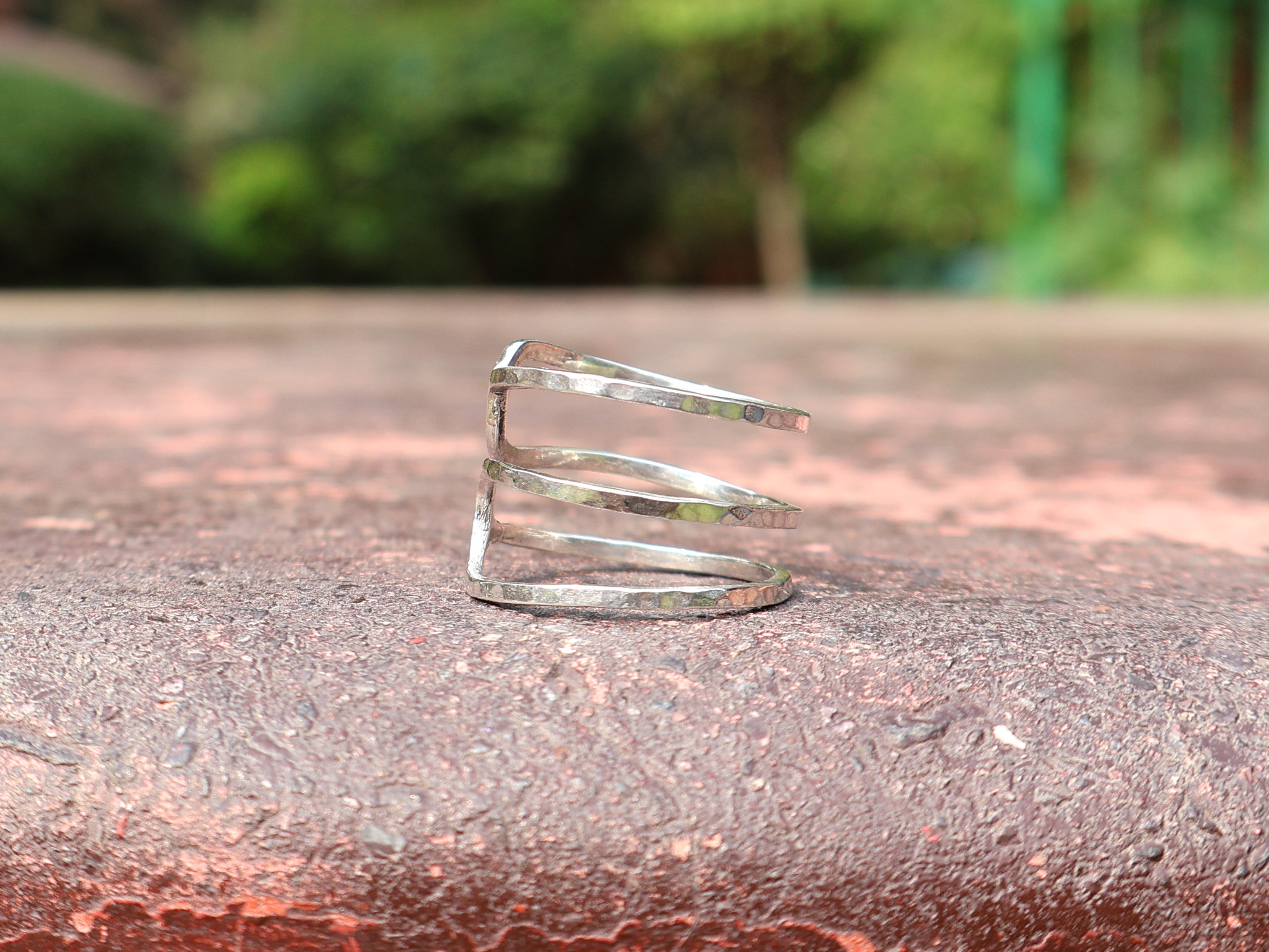 Gehämmerter Spiralring 925 Silberring Boho Statement Ring Alltag Handgemachter Ring Geschenk für Sie