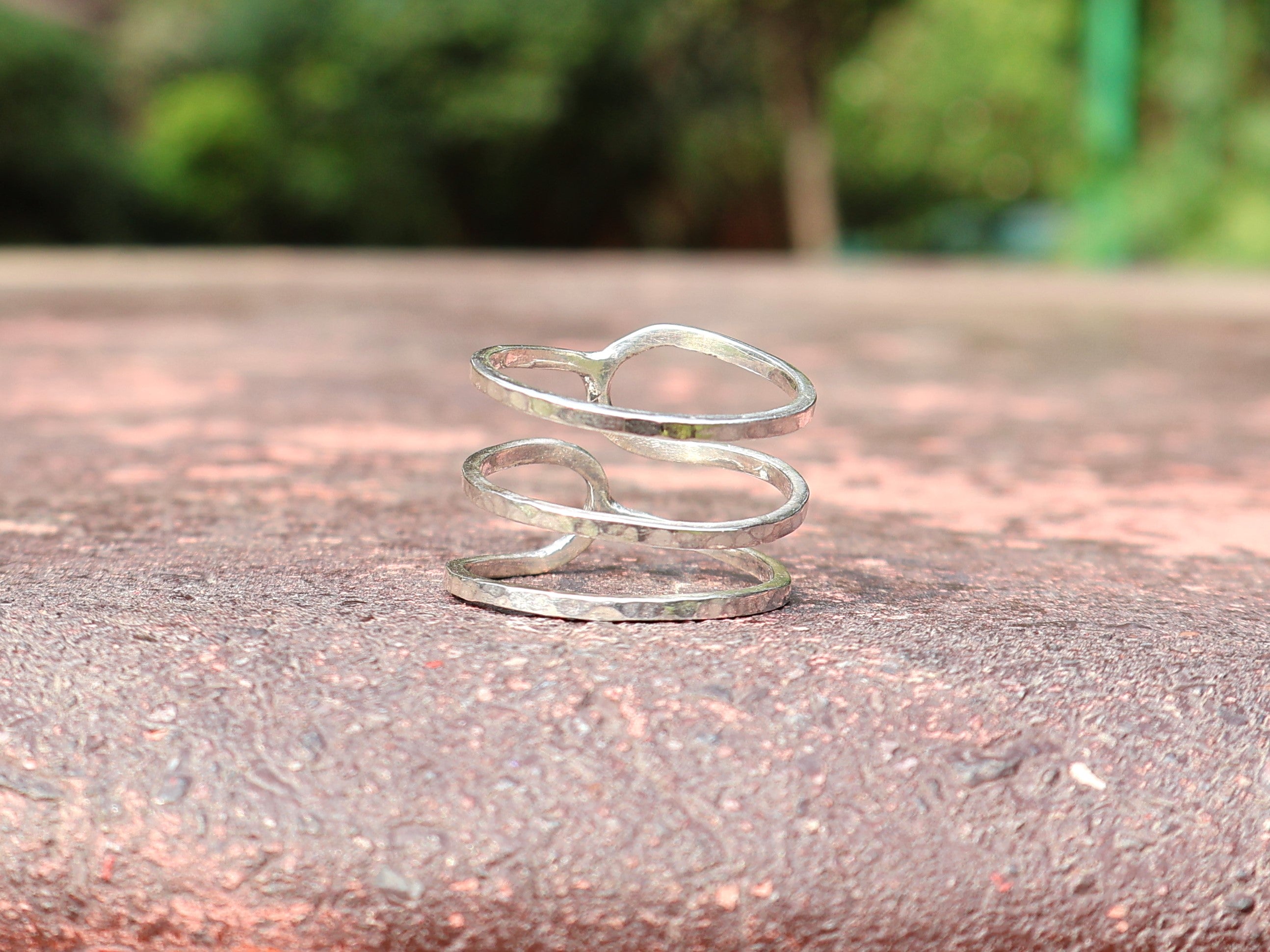 Gehämmerter Spiralring 925 Silberring Boho Statement Ring Alltag Handgemachter Ring Geschenk für Sie