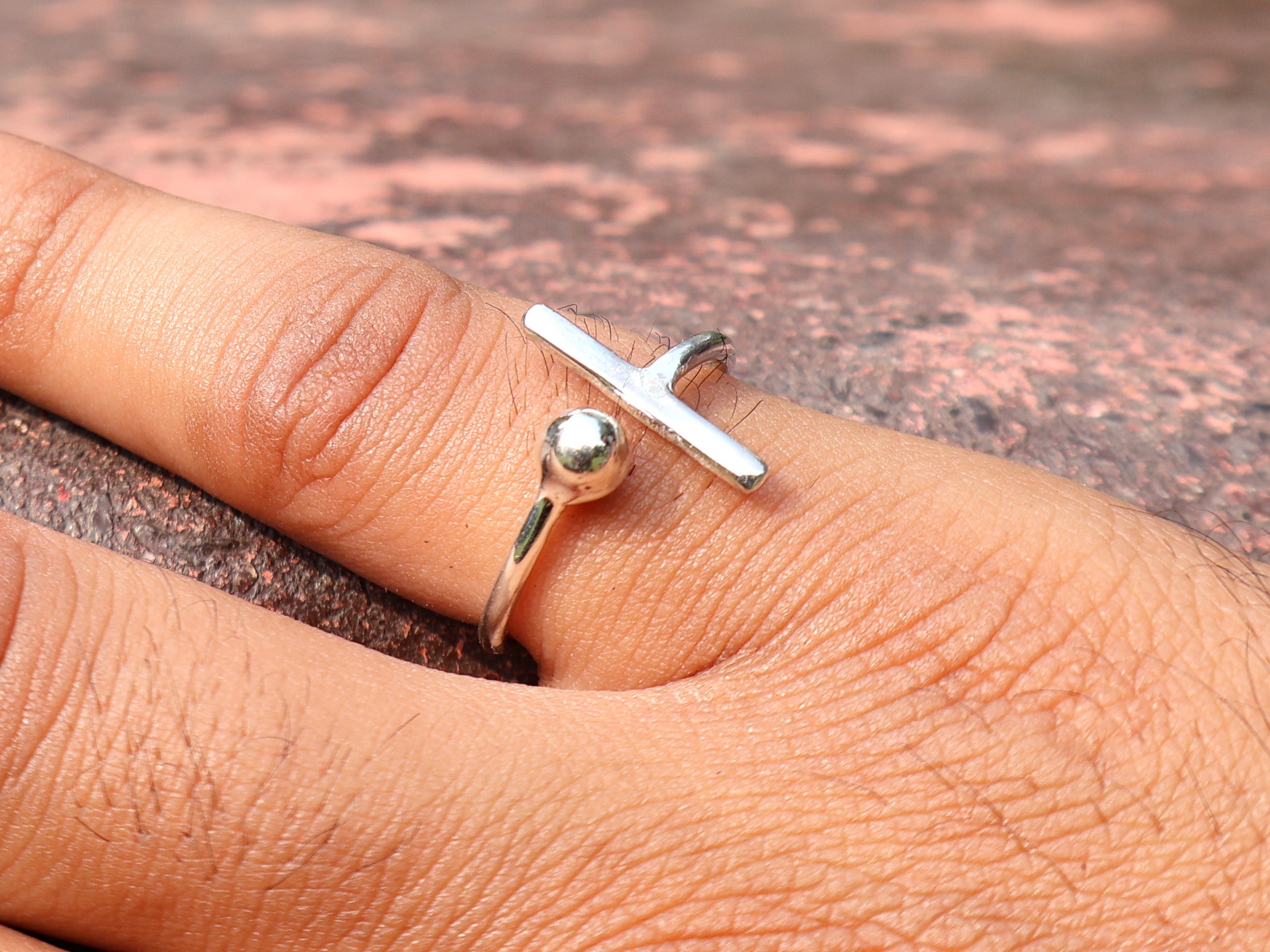 Offener Ring, zarter Damenring, Stapelring, 925er Silberring, einzigartiger Stäbchenring, verstellbarer moderner Ring