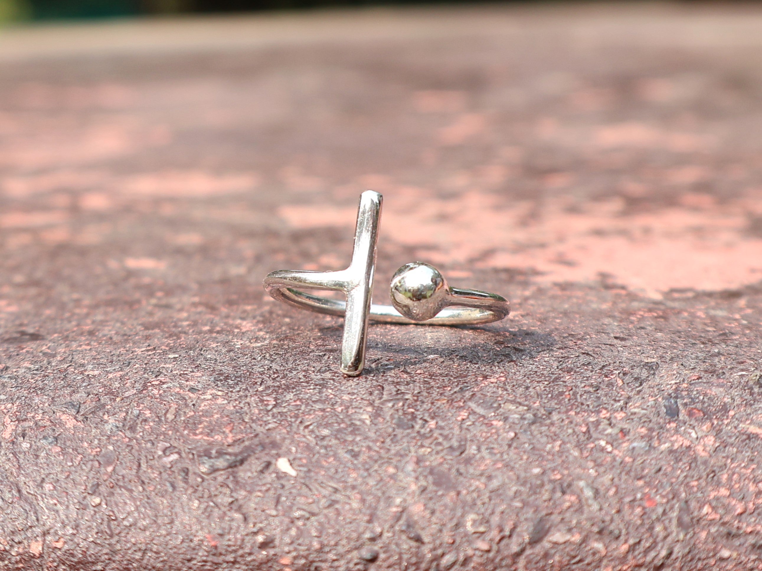 Offener Ring, zarter Damenring, Stapelring, 925er Silberring, einzigartiger Stäbchenring, verstellbarer moderner Ring