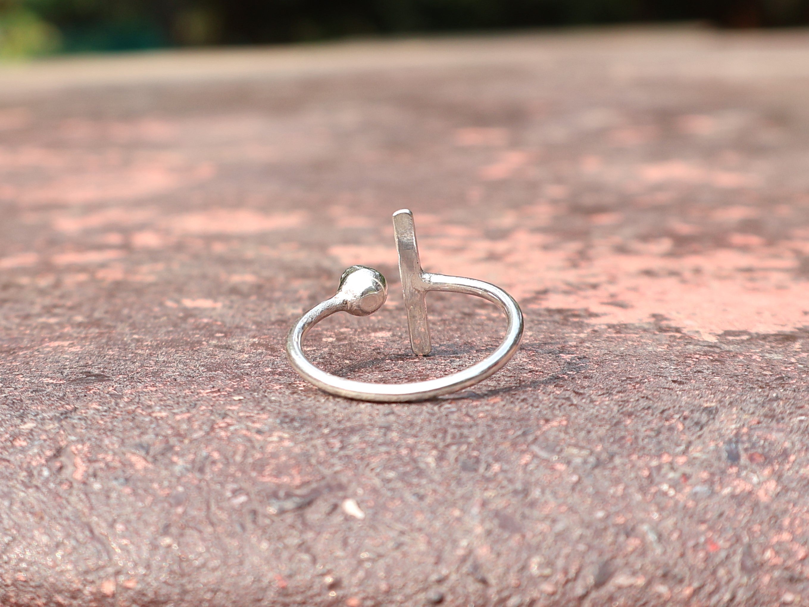 Offener Ring, zarter Damenring, Stapelring, 925er Silberring, einzigartiger Stäbchenring, verstellbarer moderner Ring