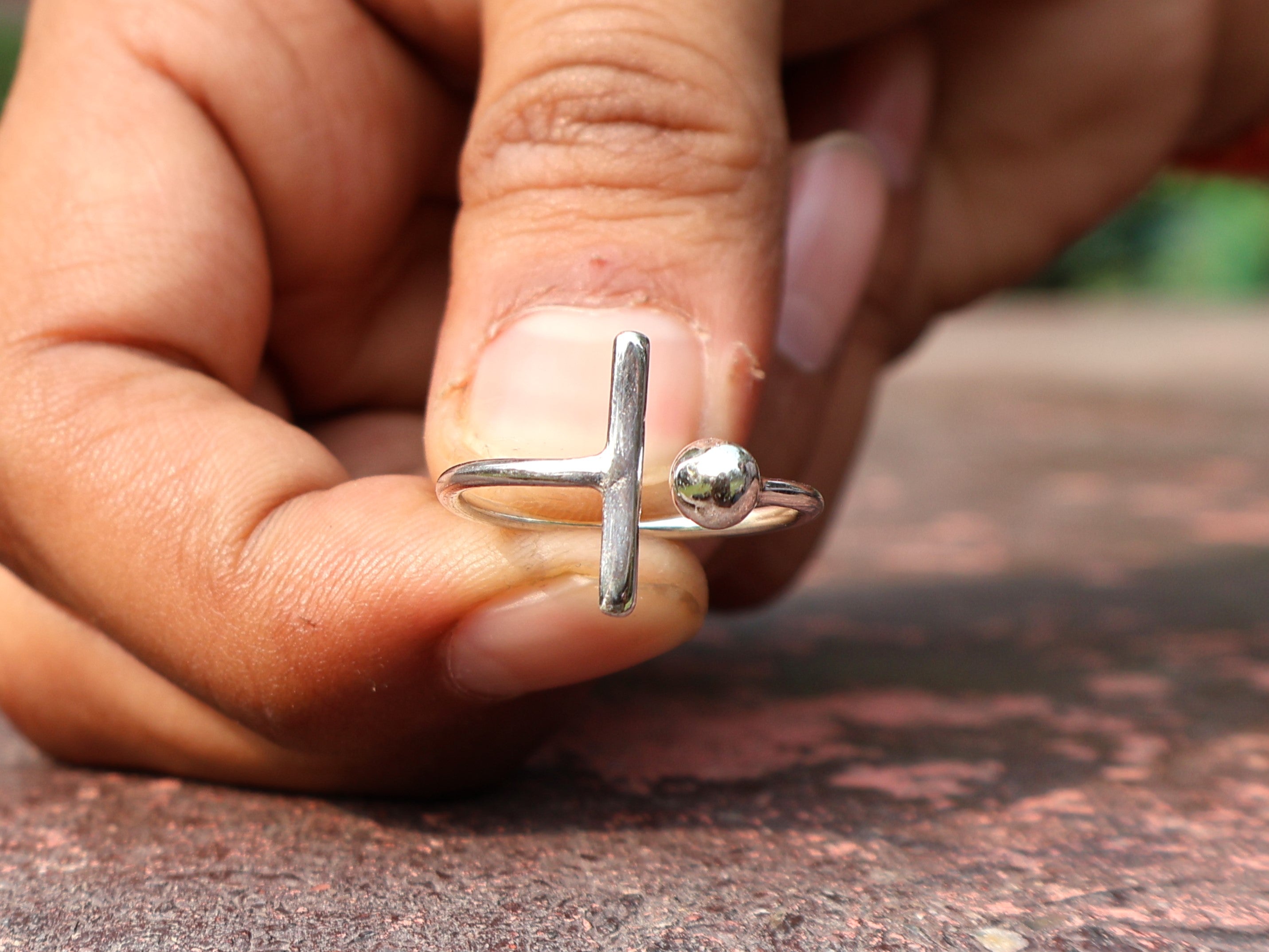Offener Ring, zarter Damenring, Stapelring, 925er Silberring, einzigartiger Stäbchenring, verstellbarer moderner Ring