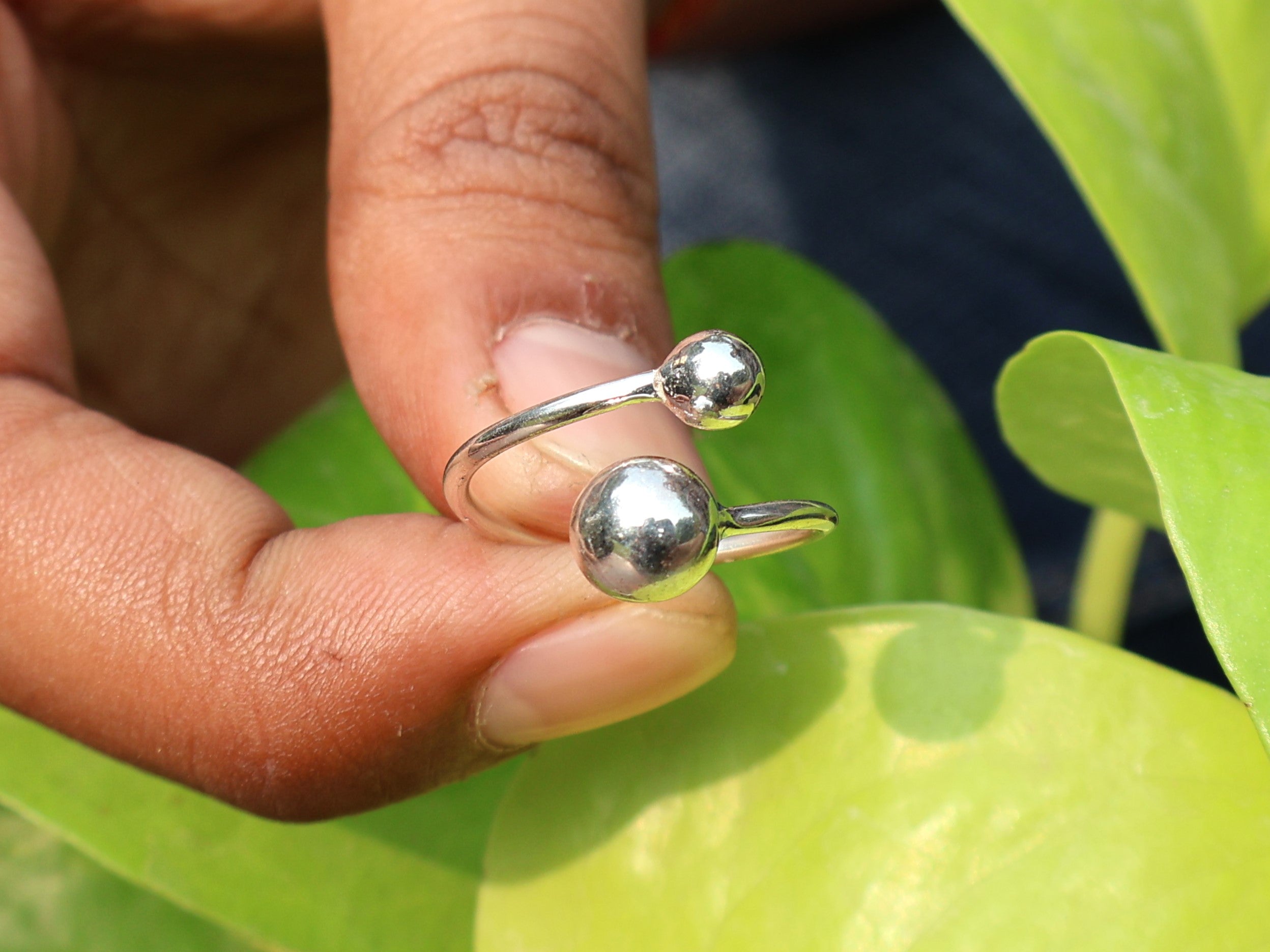 Zwei-Kugel-Ring 925 Sterling Silber Ring mit runden Kugeln Stapelring Handgefertigter Ring Geschenk für Sie