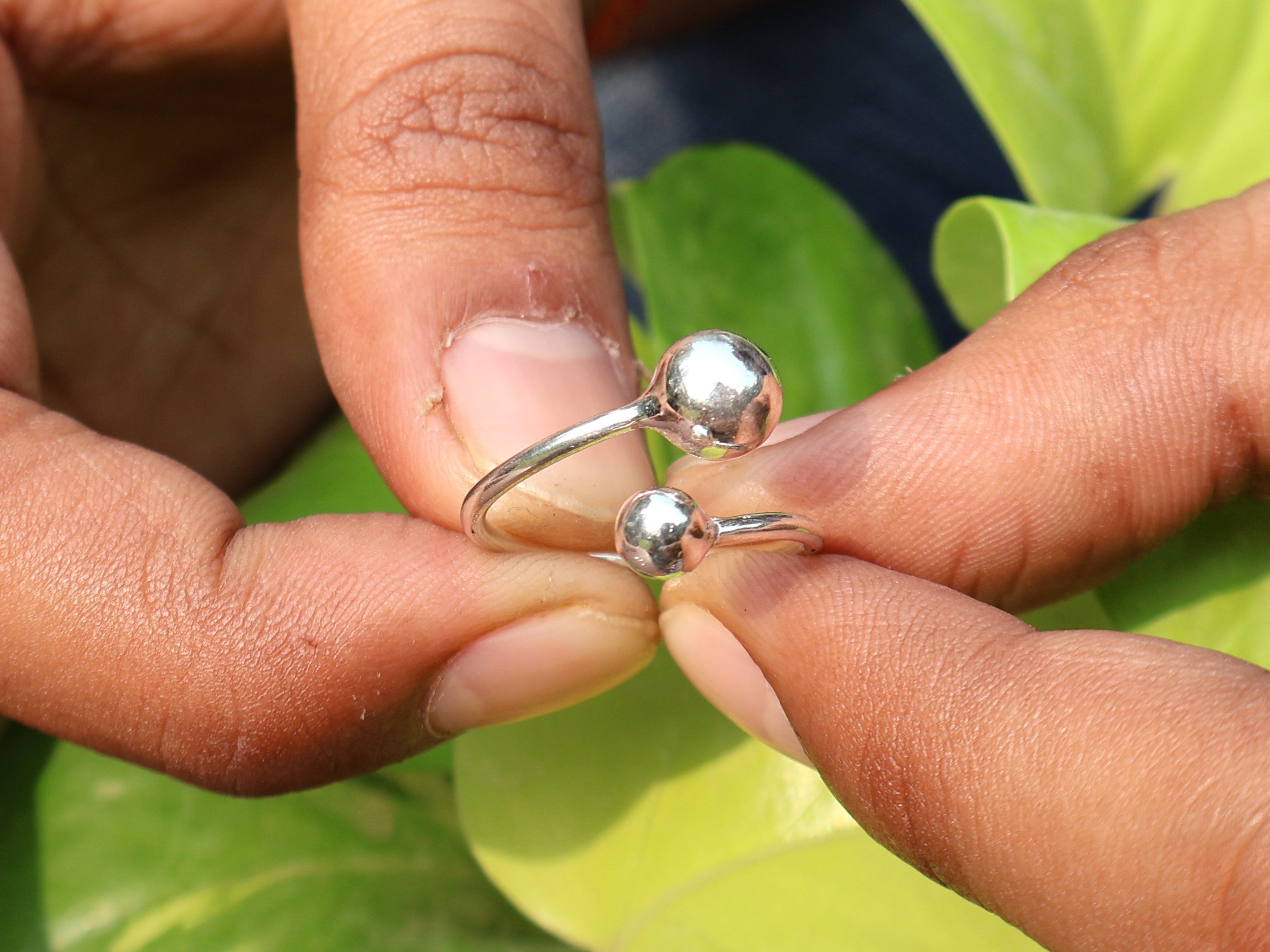Zwei-Kugel-Ring 925 Sterling Silber Ring mit runden Kugeln Stapelring Handgefertigter Ring Geschenk für Sie