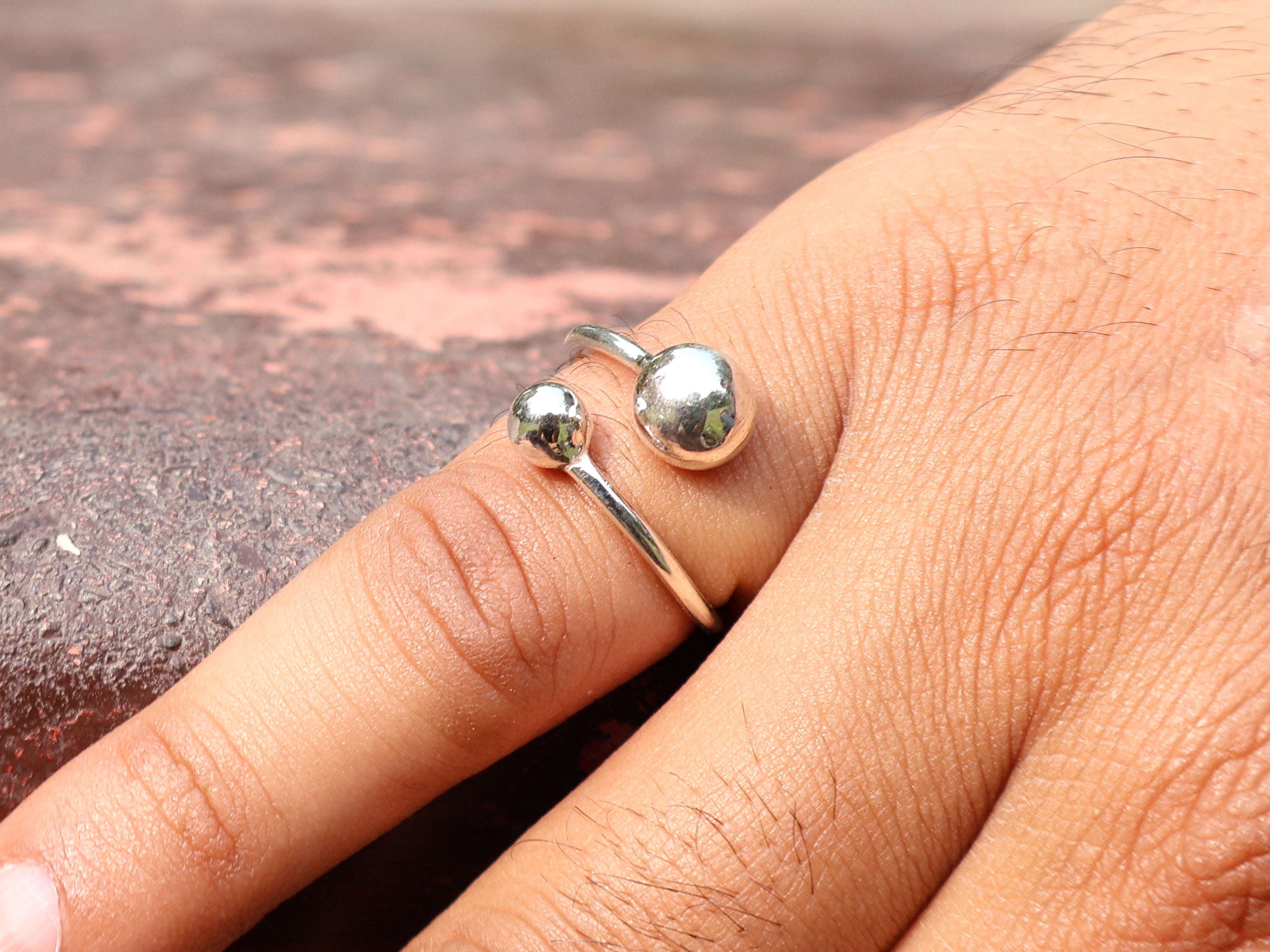 Zwei-Kugel-Ring 925 Sterling Silber Ring mit runden Kugeln Stapelring Handgefertigter Ring Geschenk für Sie