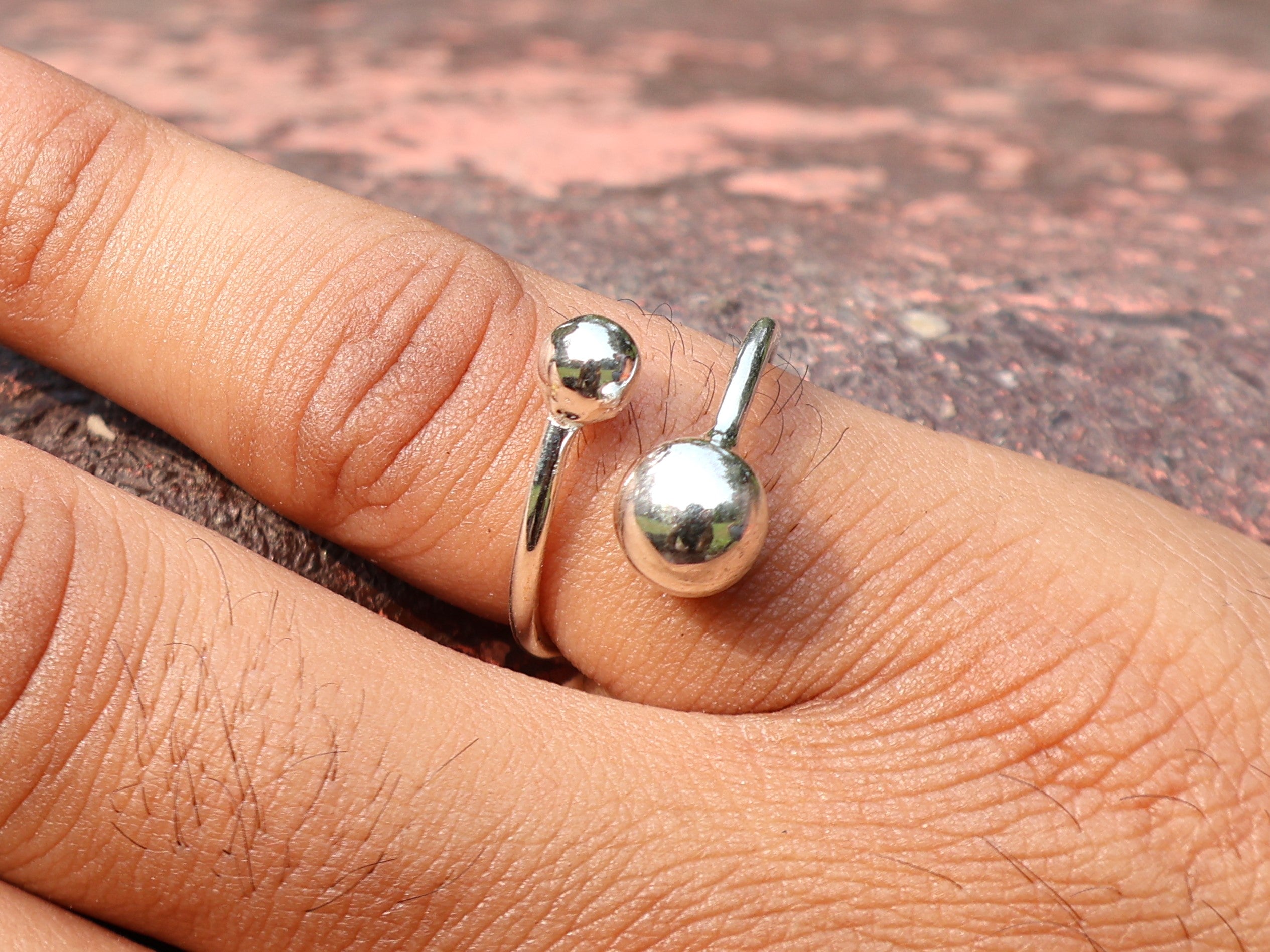 Zwei-Kugel-Ring 925 Sterling Silber Ring mit runden Kugeln Stapelring Handgefertigter Ring Geschenk für Sie