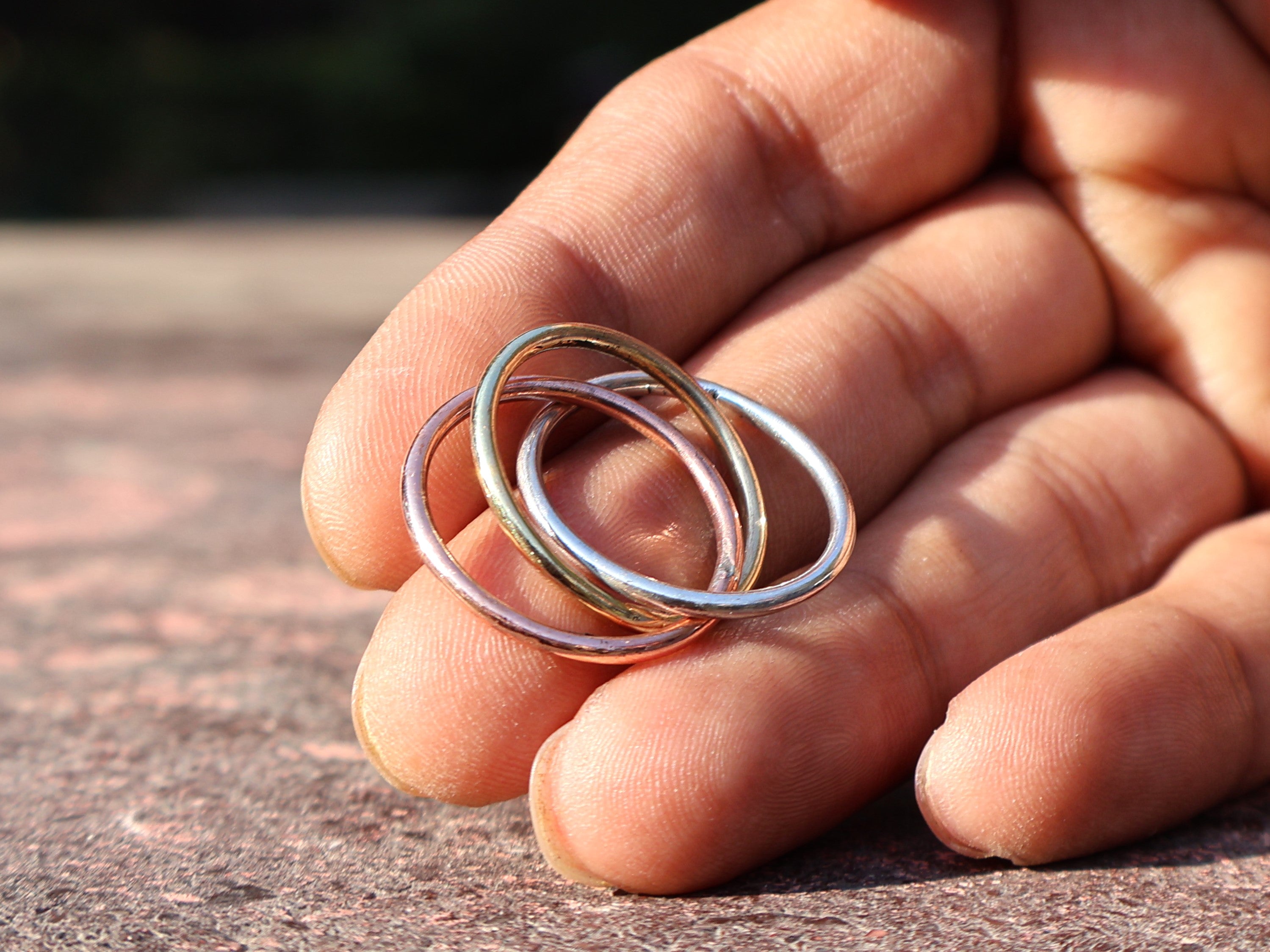 Drievoudige Band Ring 925 Sterling Zilveren Statement Ring Handgemaakte Ring Cadeau voor Haar Multi Band Ring