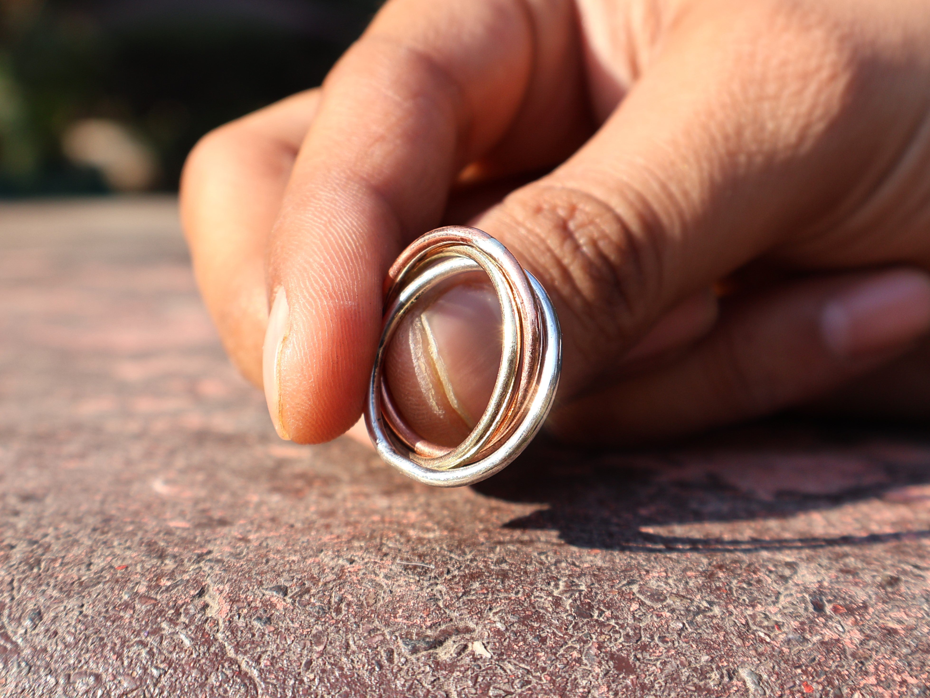 Drievoudige Band Ring 925 Sterling Zilveren Statement Ring Handgemaakte Ring Cadeau voor Haar Multi Band Ring