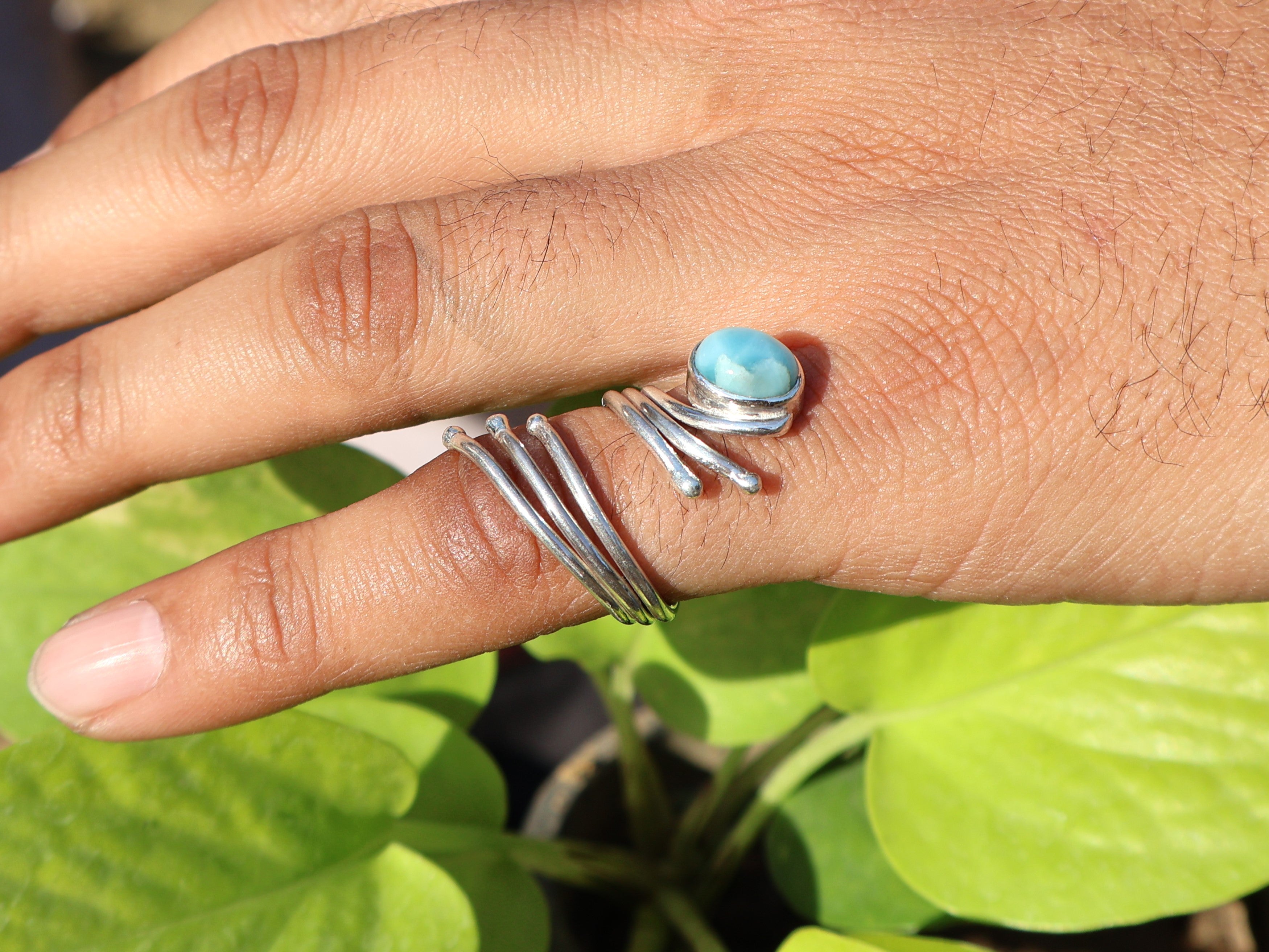 Echter Natürlicher Larimar Ring 925 Silberring Zierlicher Larimar Ring Ovaler Edelstein Verstellbarer Ring Geschenk Für Sie
