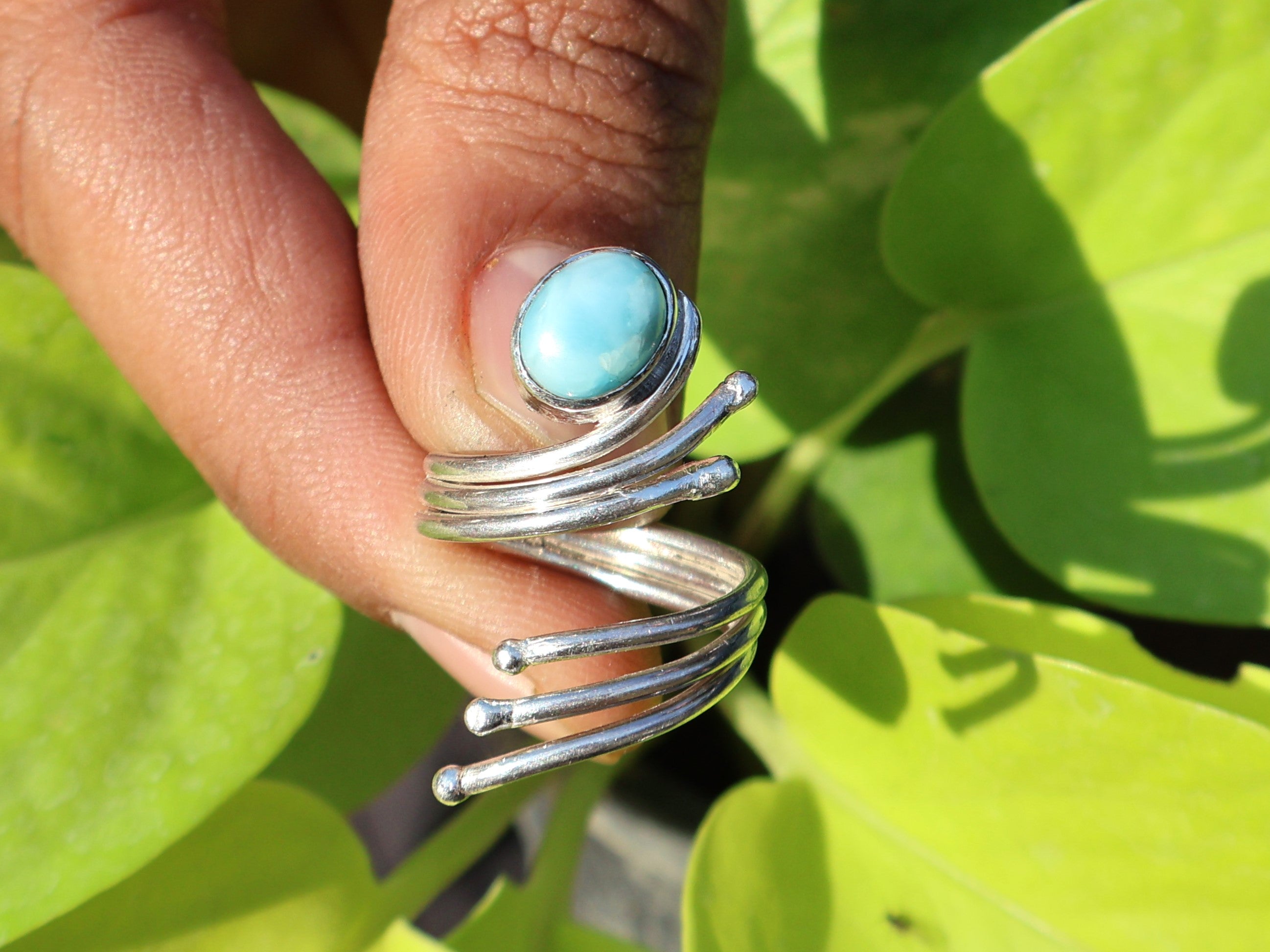 Echter Natürlicher Larimar Ring 925 Silberring Zierlicher Larimar Ring Ovaler Edelstein Verstellbarer Ring Geschenk Für Sie