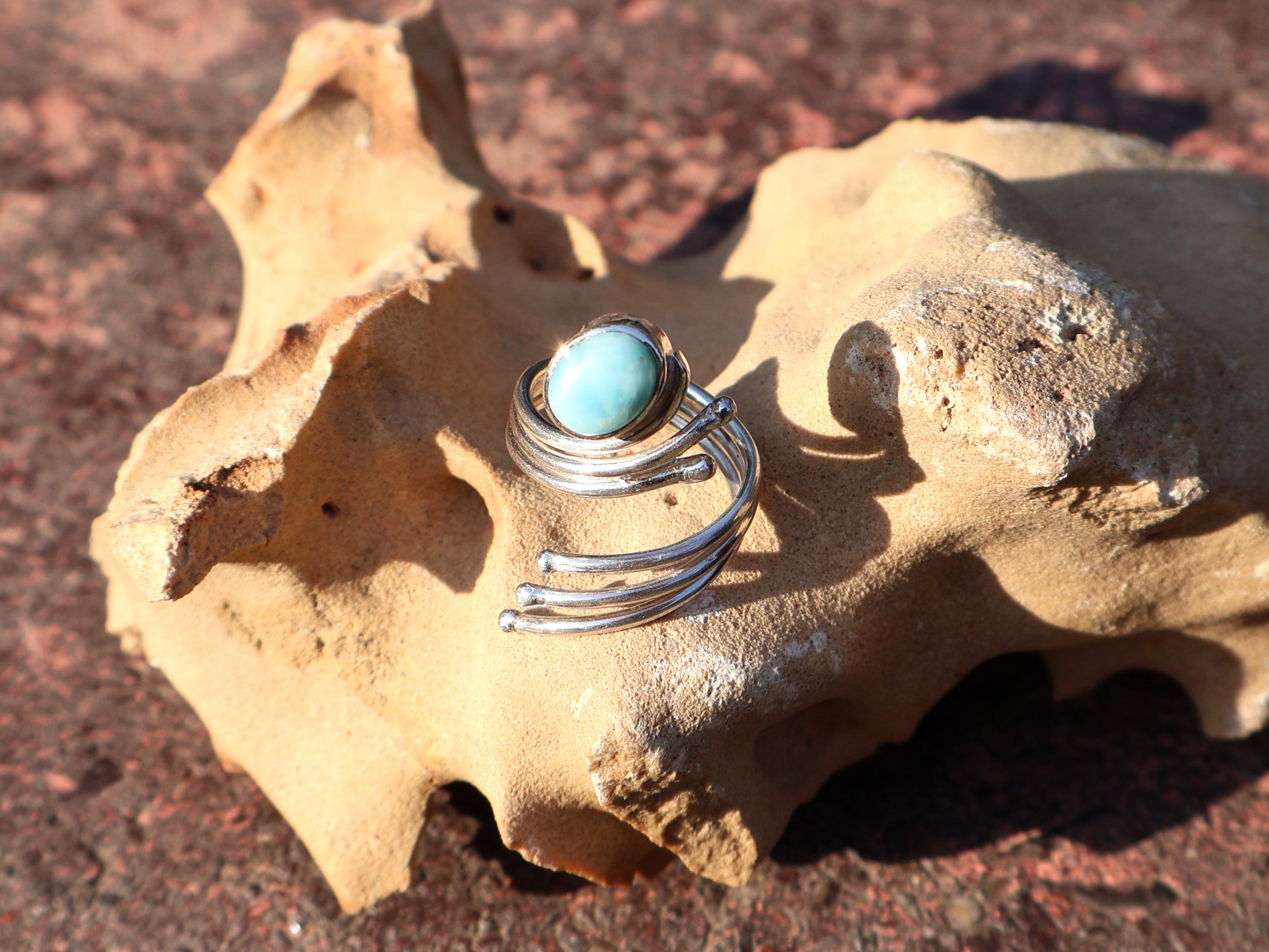 Echter Natürlicher Larimar Ring 925 Silberring Zierlicher Larimar Ring Ovaler Edelstein Verstellbarer Ring Geschenk Für Sie