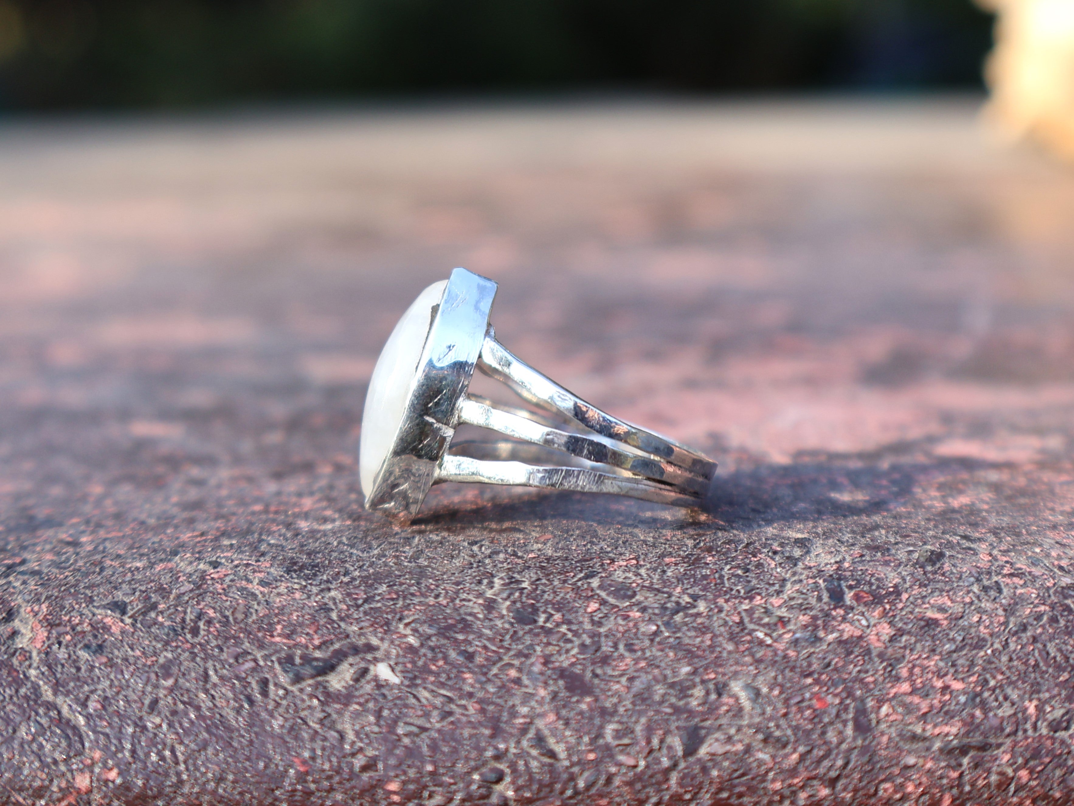 Regenbogen Mondstein Marquise geformter Mondsteinring 925 Sterling Ring Damenring Handgemachter Silberring Geschenk für Sie