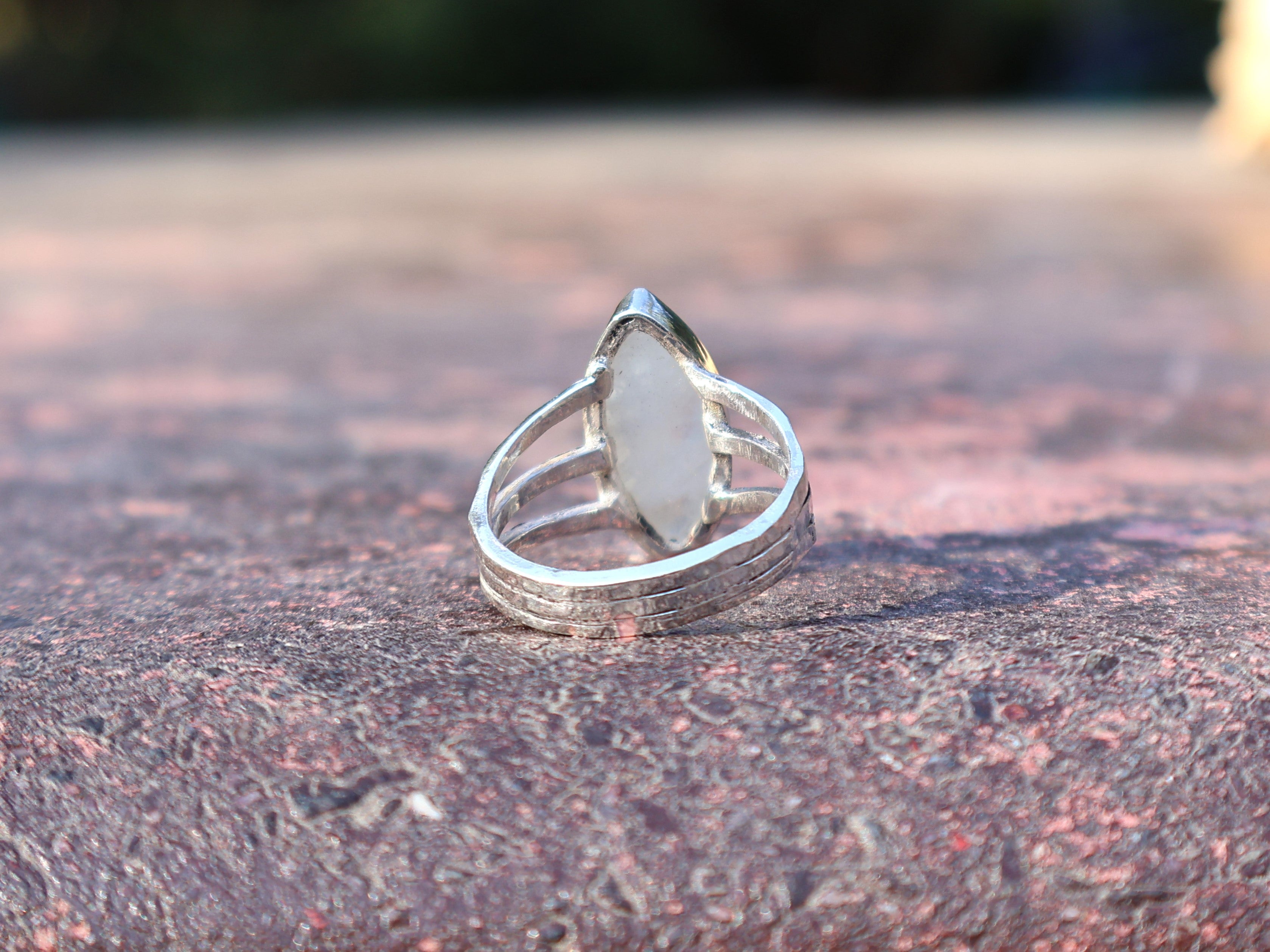 Regenbogen Mondstein Marquise geformter Mondsteinring 925 Sterling Ring Damenring Handgemachter Silberring Geschenk für Sie