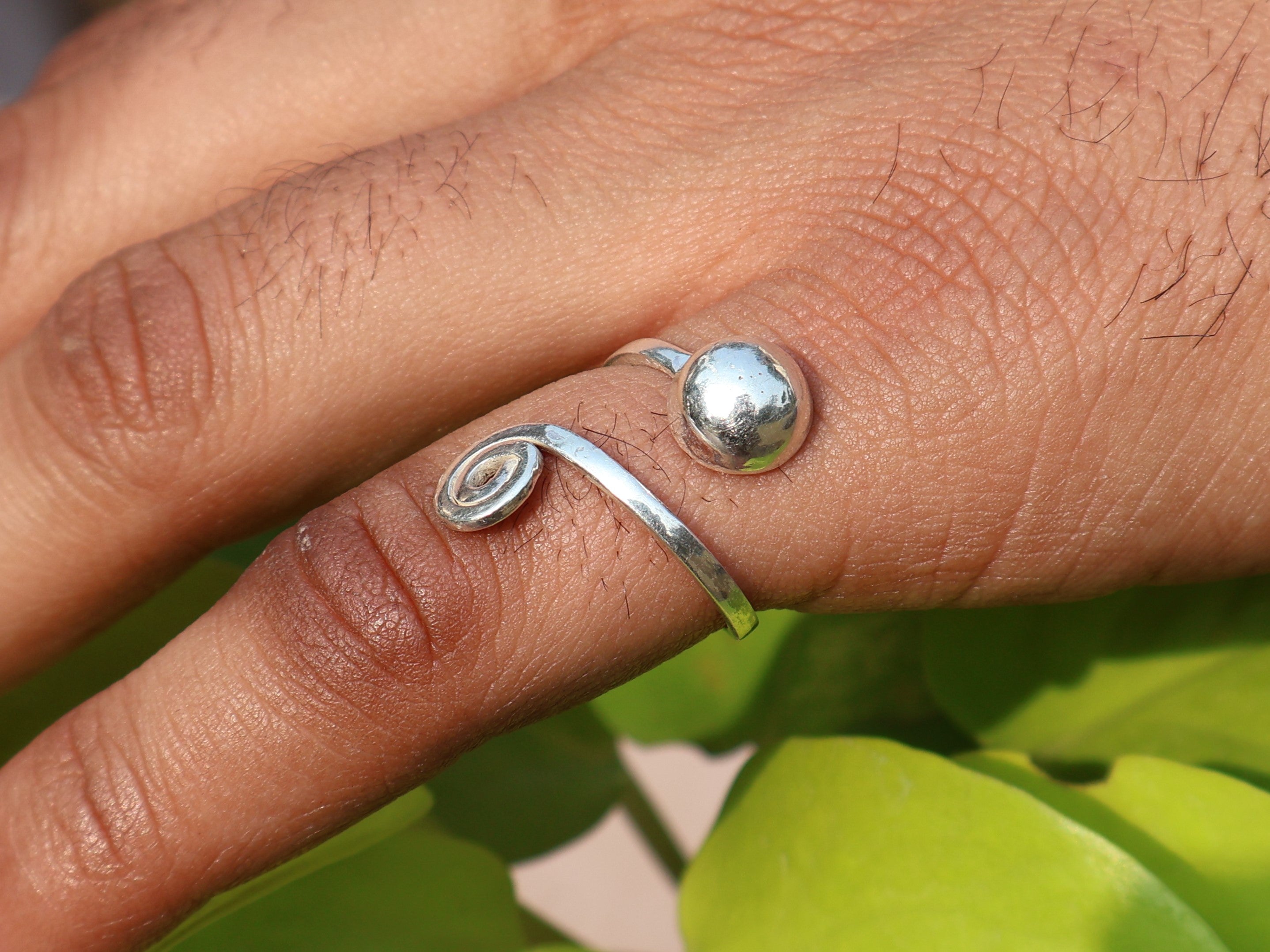 Spiral Kugel Ring 925 Silber Ring Statement Handgefertigter Ring Silber Spiral Ring Verstellbarer Ring Boho Ring