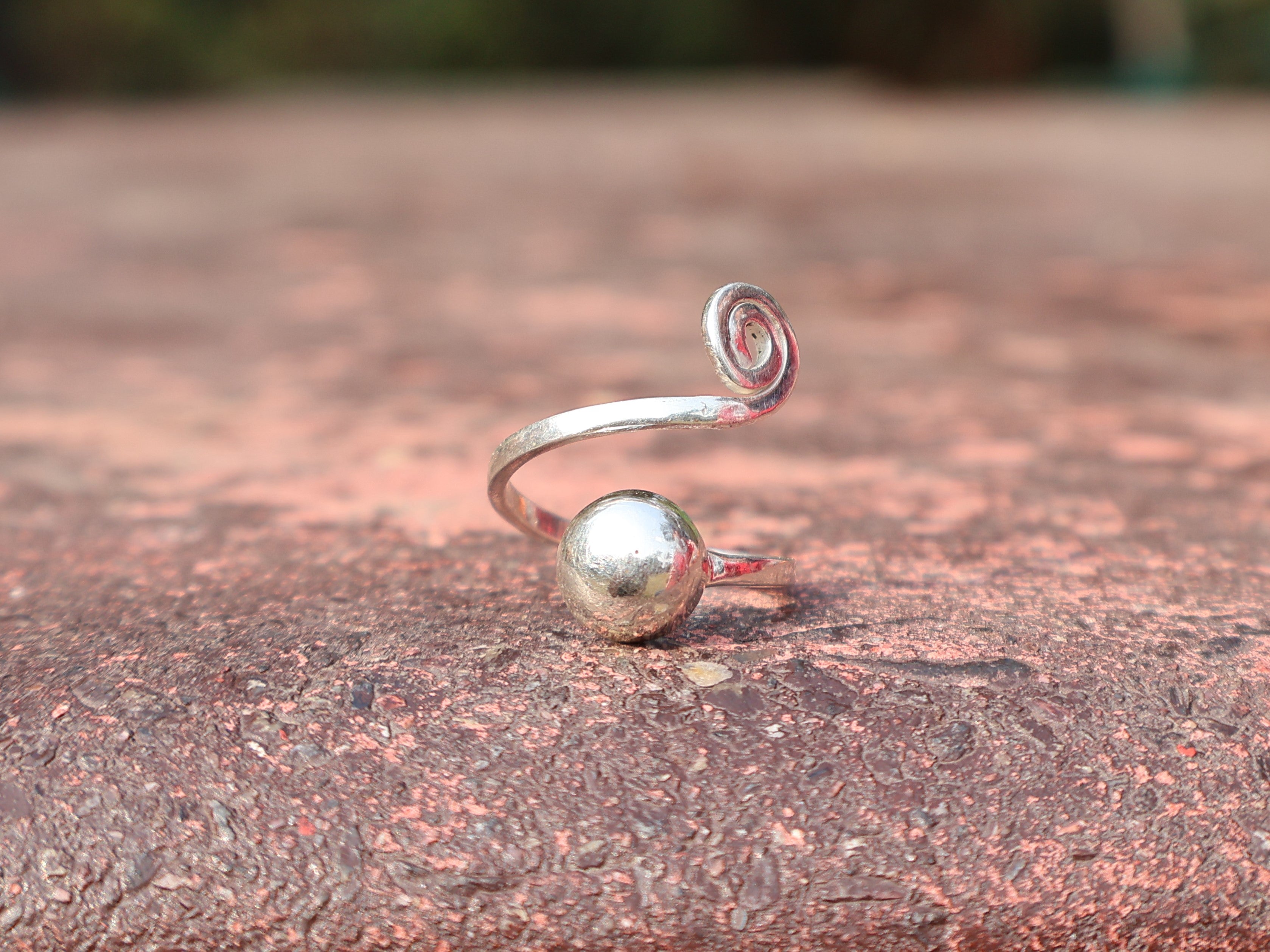 Spiral Kugel Ring 925 Silber Ring Statement Handgefertigter Ring Silber Spiral Ring Verstellbarer Ring Boho Ring