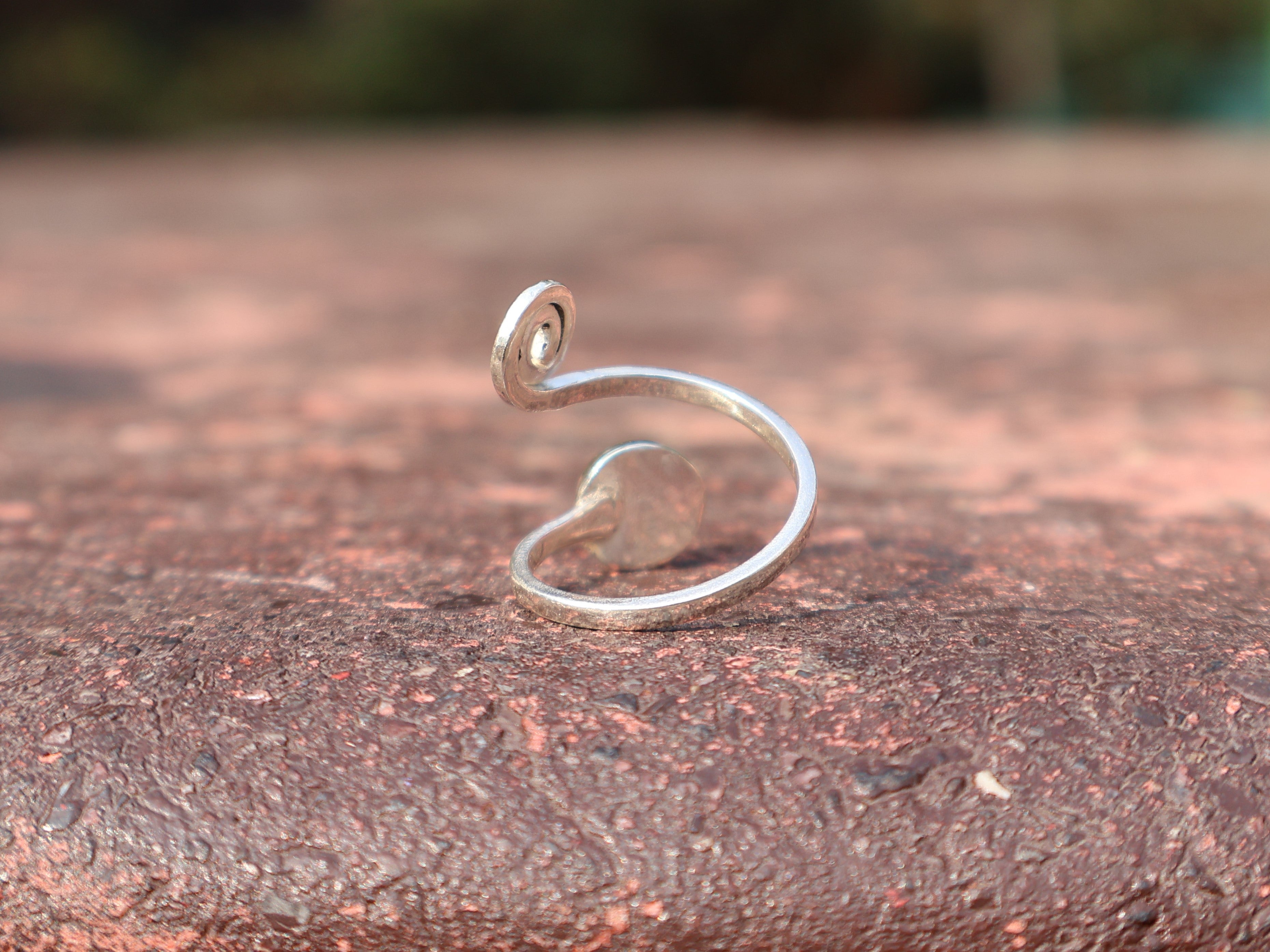 Spiral Kugel Ring 925 Silber Ring Statement Handgefertigter Ring Silber Spiral Ring Verstellbarer Ring Boho Ring
