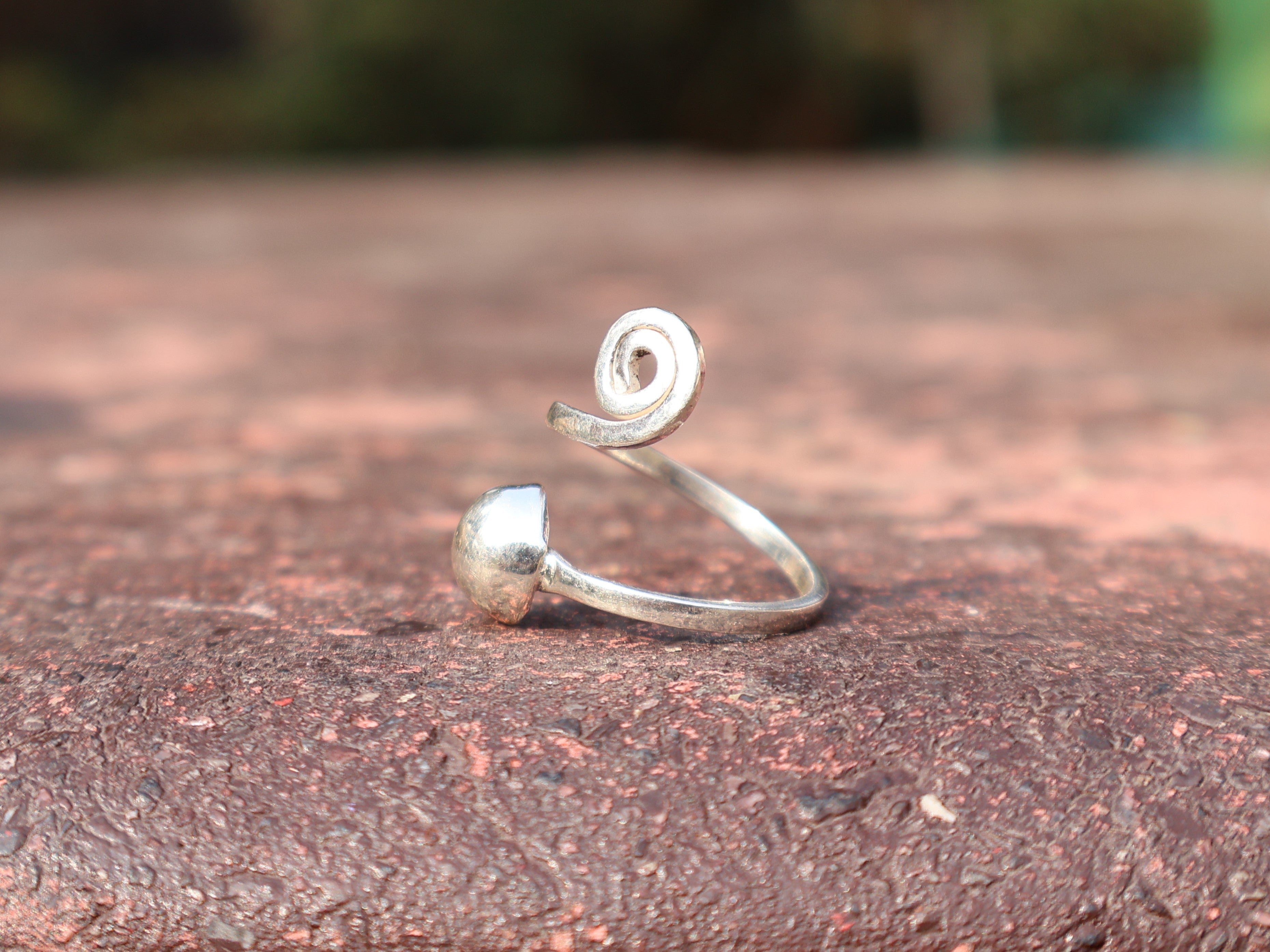 Spiral Kugel Ring 925 Silber Ring Statement Handgefertigter Ring Silber Spiral Ring Verstellbarer Ring Boho Ring