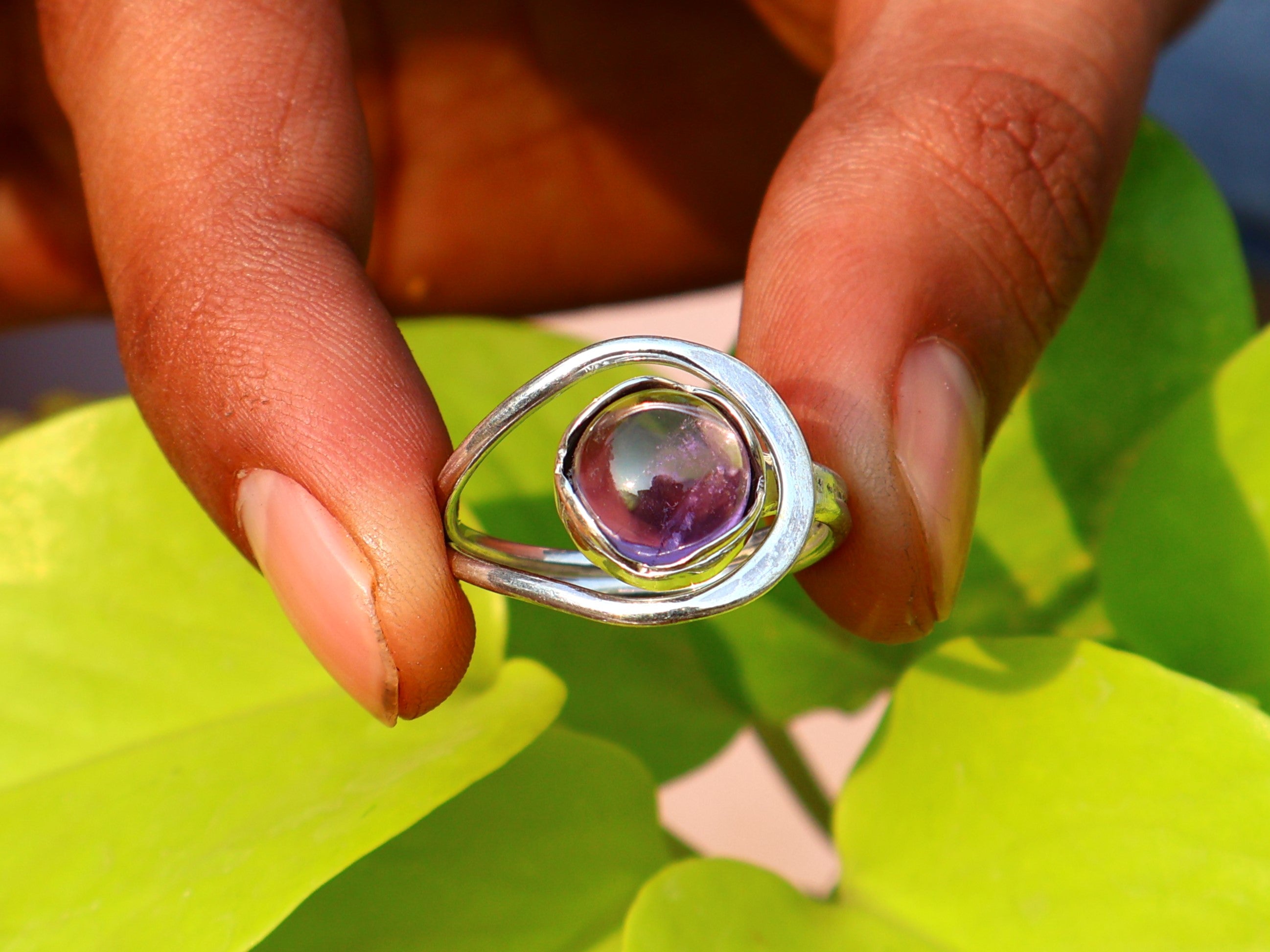 Mooie Amethist Ring Februari Edelsteen Ronde Amethist Designer Ring Cadeau Voor Haar Zilveren Amethist Ring Cadeau Voor Haar