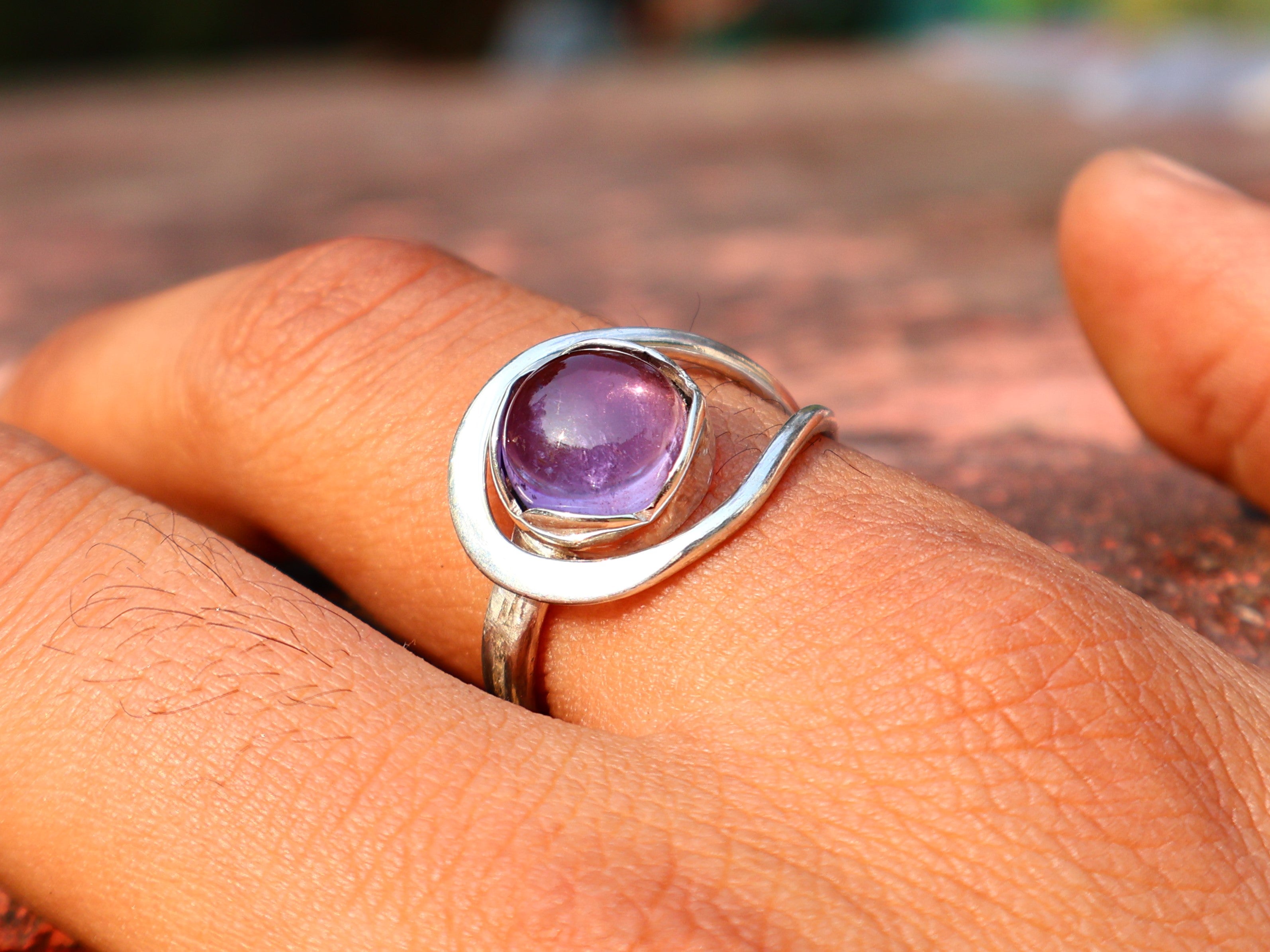 Mooie Amethist Ring Februari Edelsteen Ronde Amethist Designer Ring Cadeau Voor Haar Zilveren Amethist Ring Cadeau Voor Haar