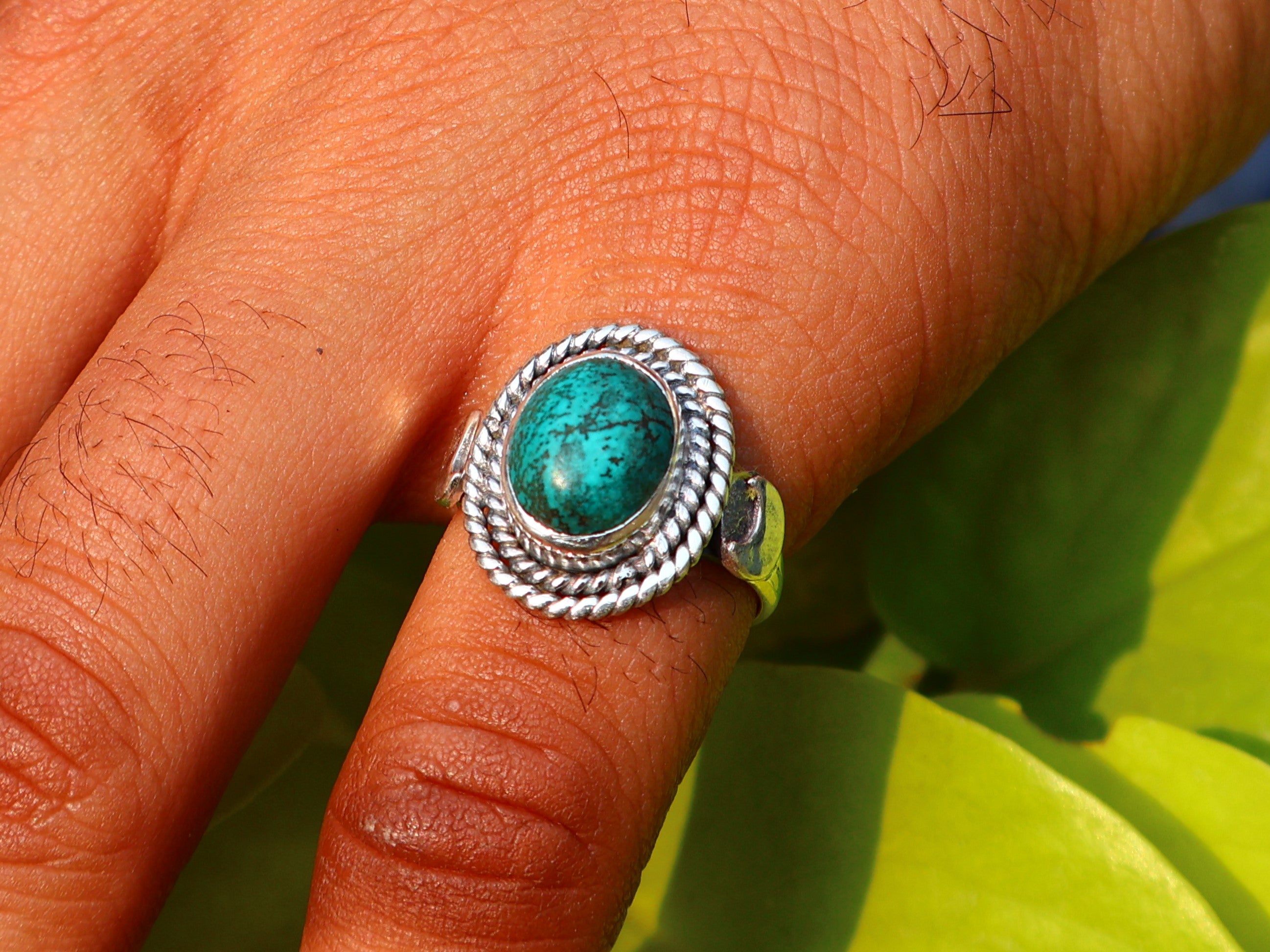 Türkis Ring Handgemacht Damen Ring 925 Sterling Silber Böhmischer Ovaler Türkis Ring Blauer Stein Ring