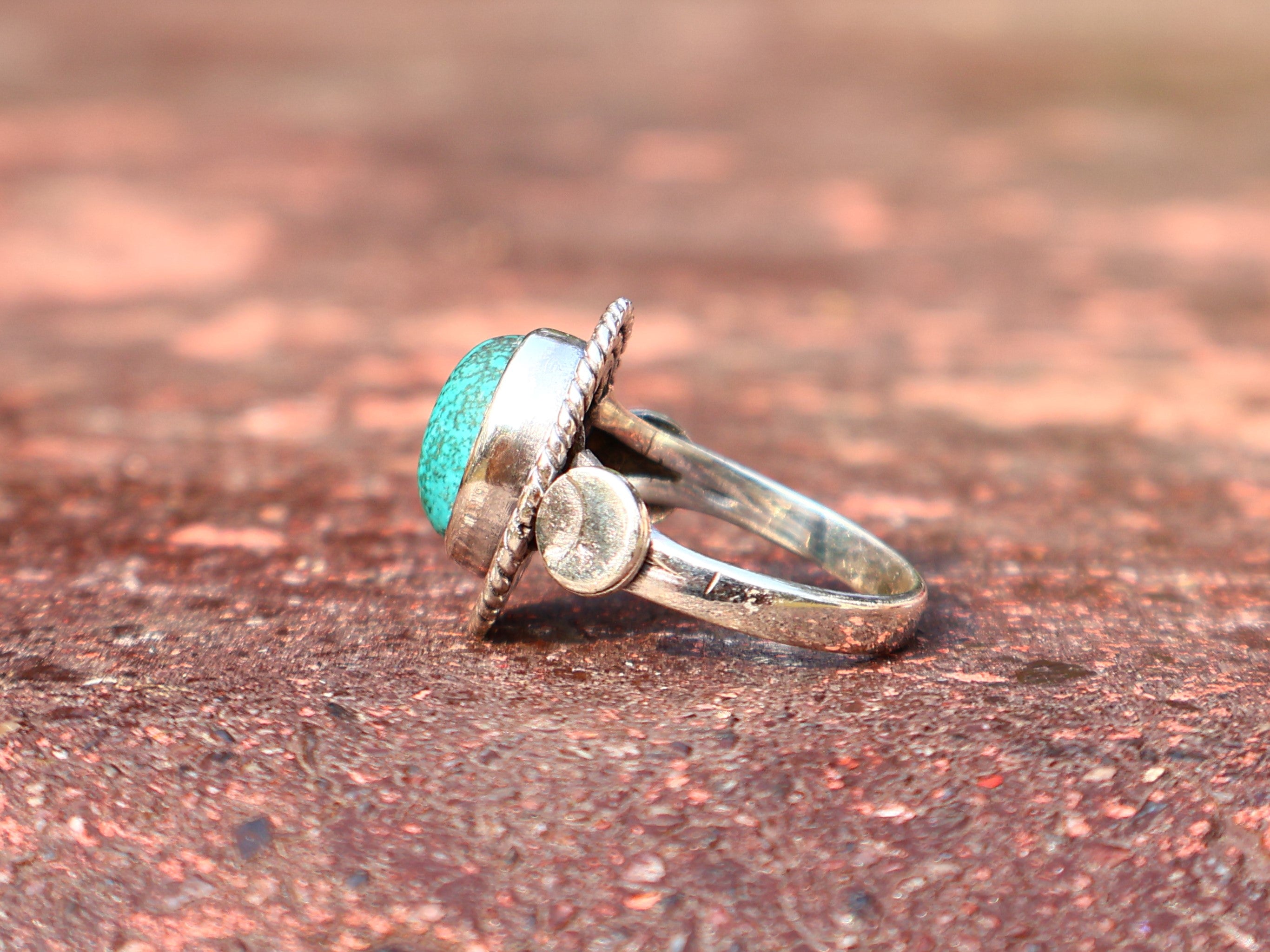 Türkis Ring Handgemacht Damen Ring 925 Sterling Silber Böhmischer Ovaler Türkis Ring Blauer Stein Ring
