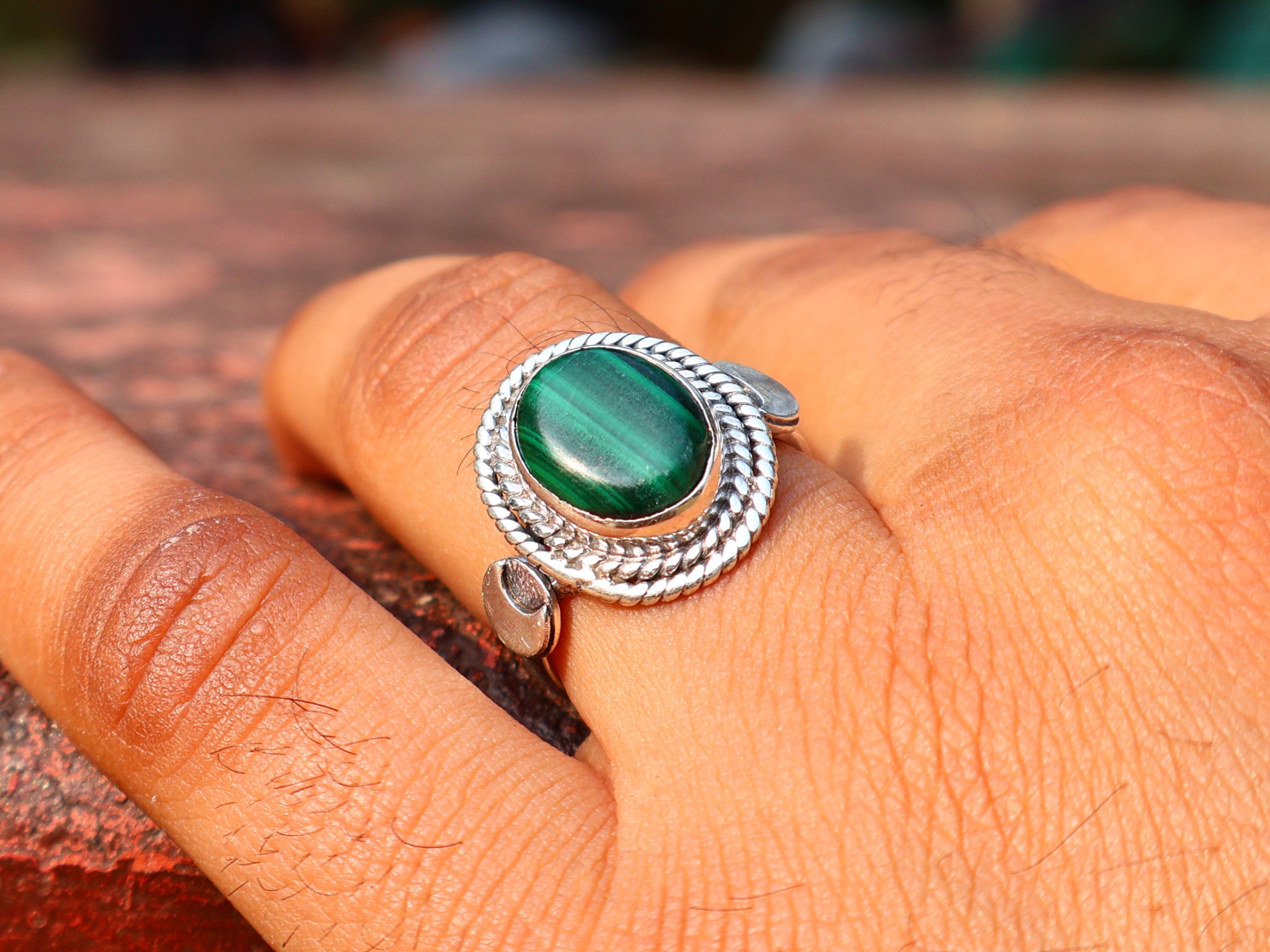 Ovaler echter Malachitring Edelsteinring Geburtssteinring Versprechensring Zierlicher Silberring Geschenk für Sie