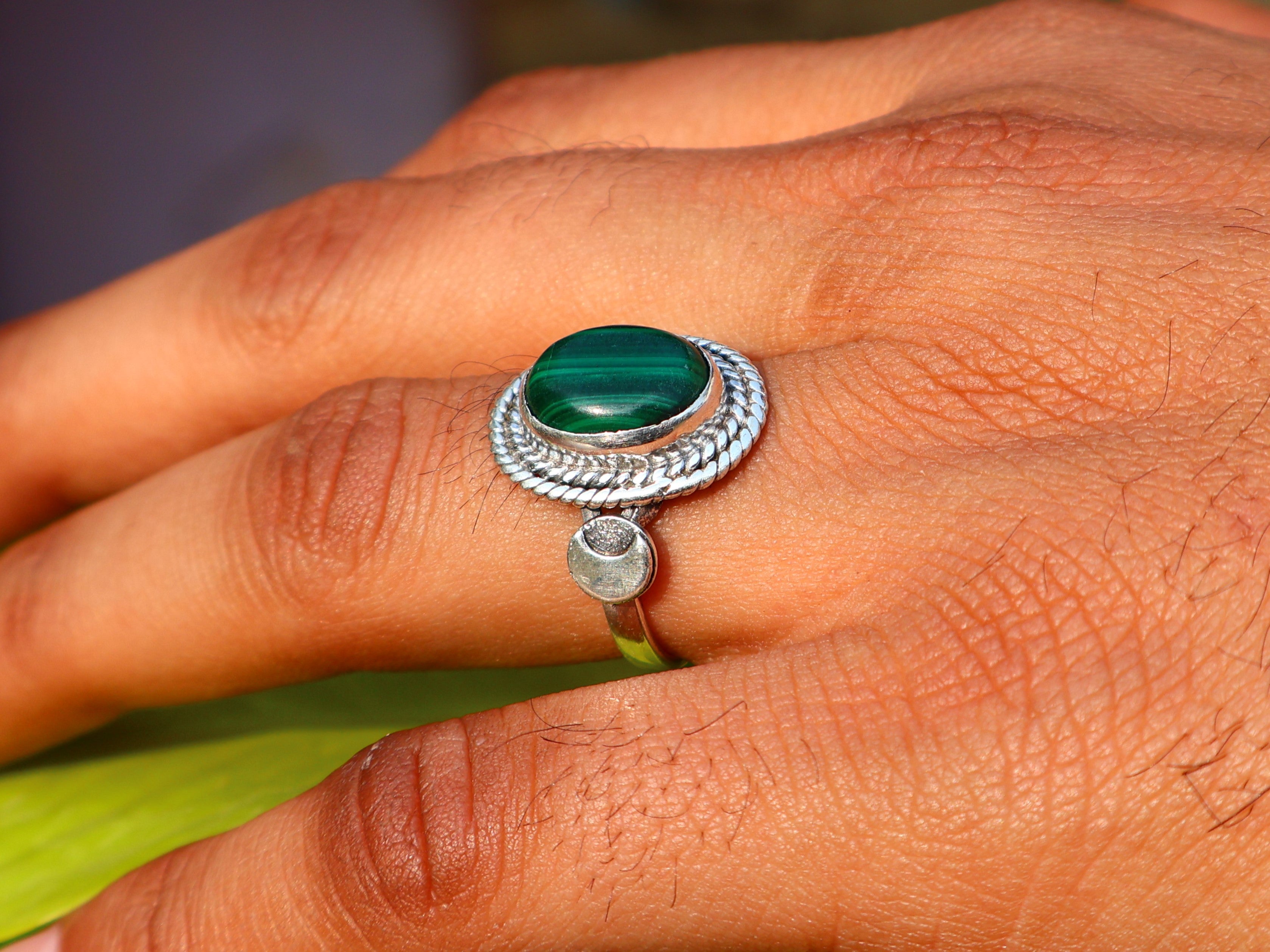 Ovaler echter Malachitring Edelsteinring Geburtssteinring Versprechensring Zierlicher Silberring Geschenk für Sie