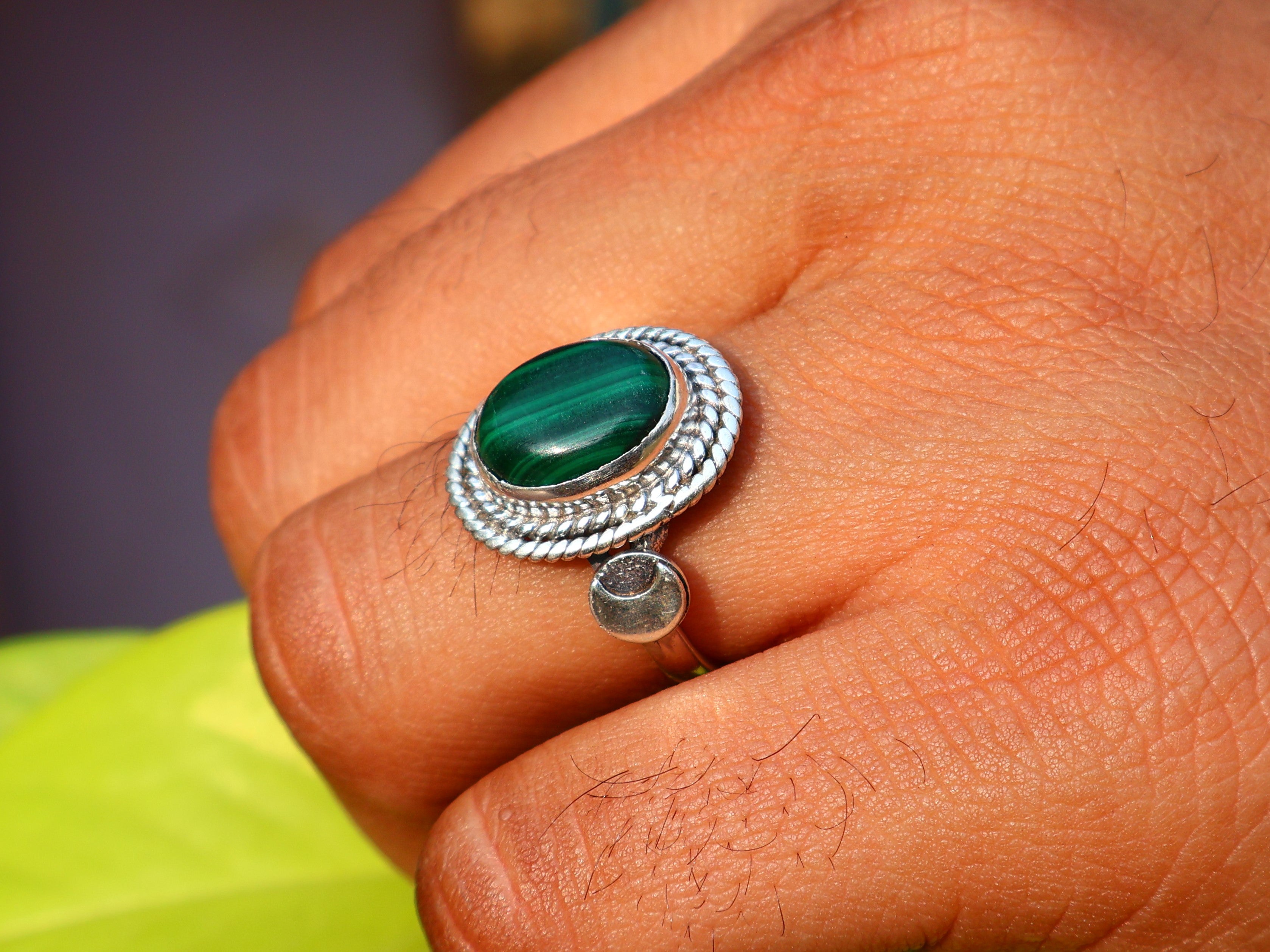 Ovaler echter Malachitring Edelsteinring Geburtssteinring Versprechensring Zierlicher Silberring Geschenk für Sie