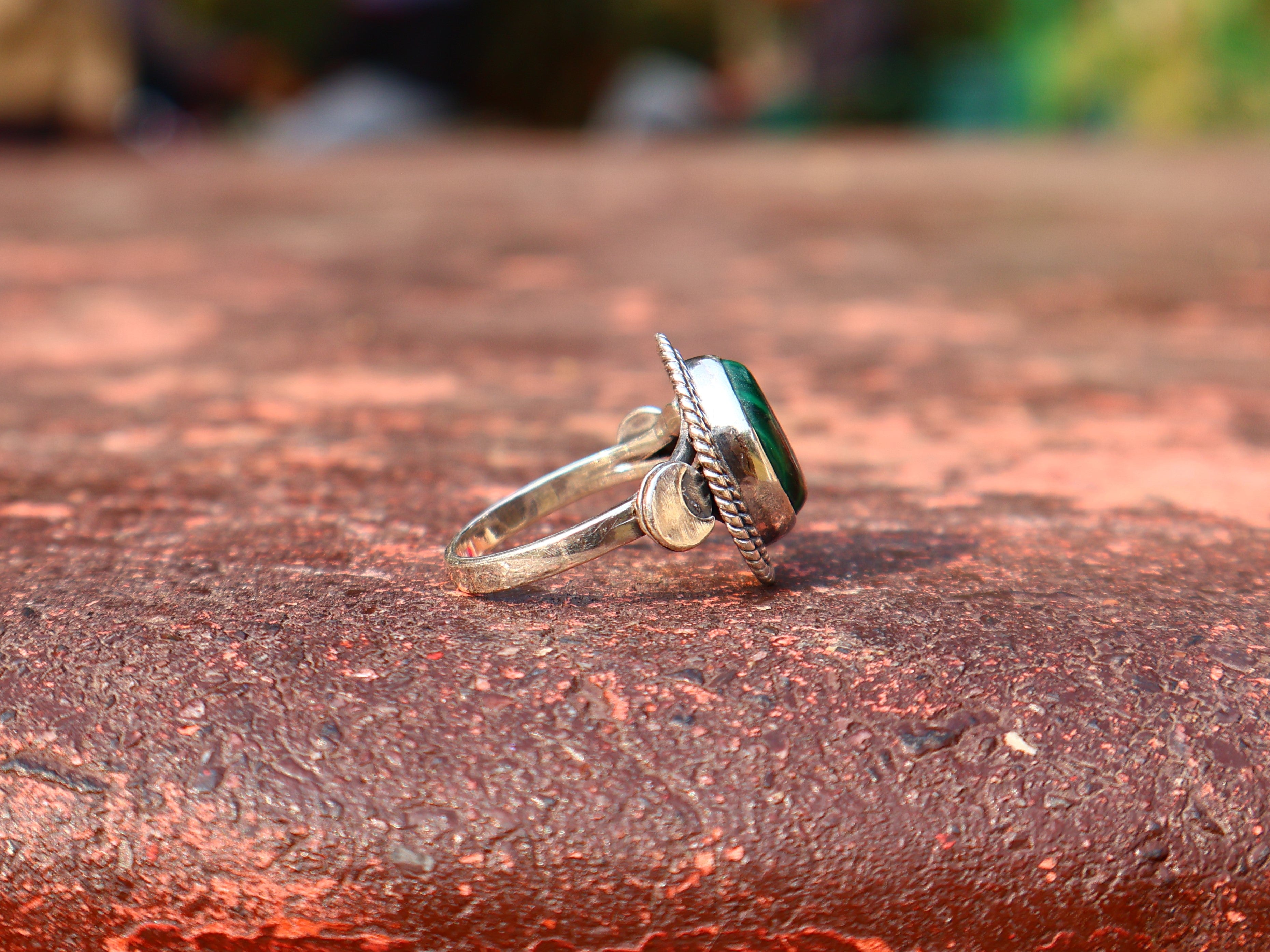 Ovaler echter Malachitring Edelsteinring Geburtssteinring Versprechensring Zierlicher Silberring Geschenk für Sie