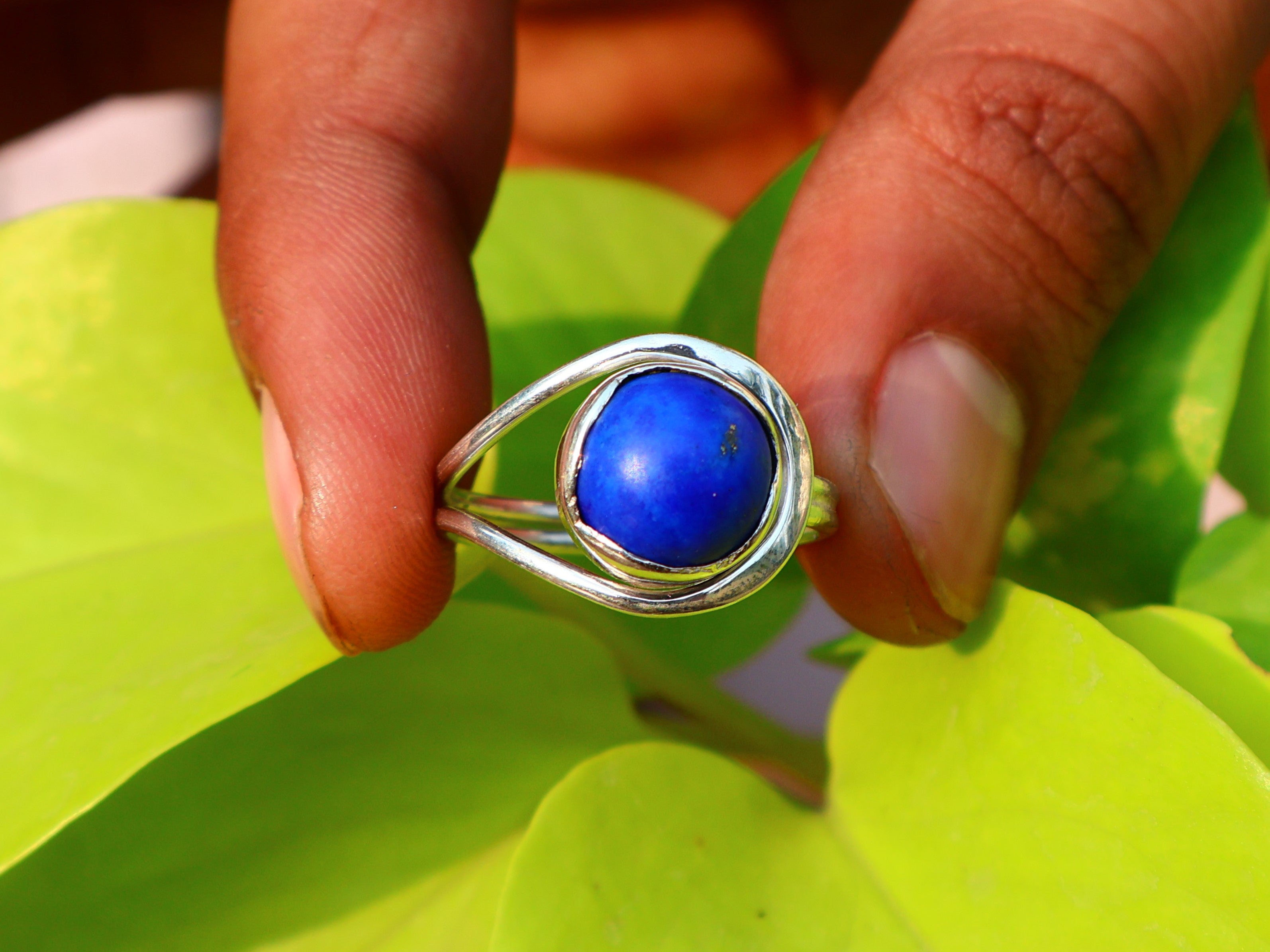 Lapislazuli-Ring 925 Sterling Silber Ring Handgemachter Silber Lapislazuli-Ring Statement-Ring Blauer Edelsteinring Einzigartiger Ring