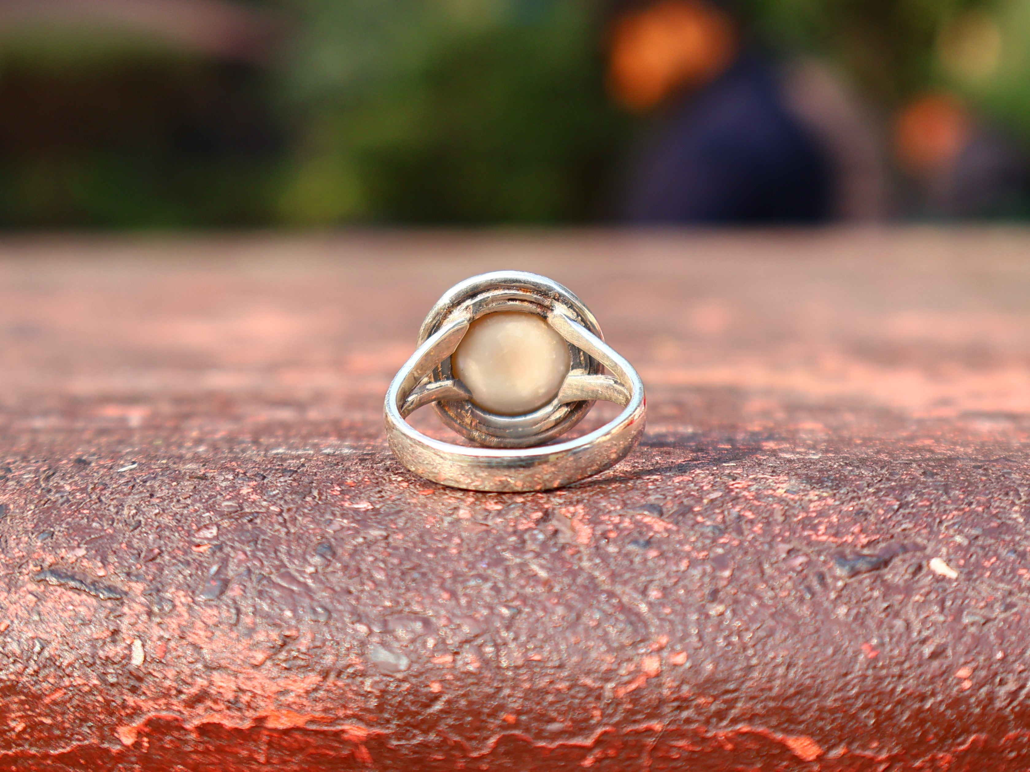 Perlenring 925 Sterling Silber Handgemachter Weißer Perlensteinring Alltagsring Statement Ring Geschenk für Sie