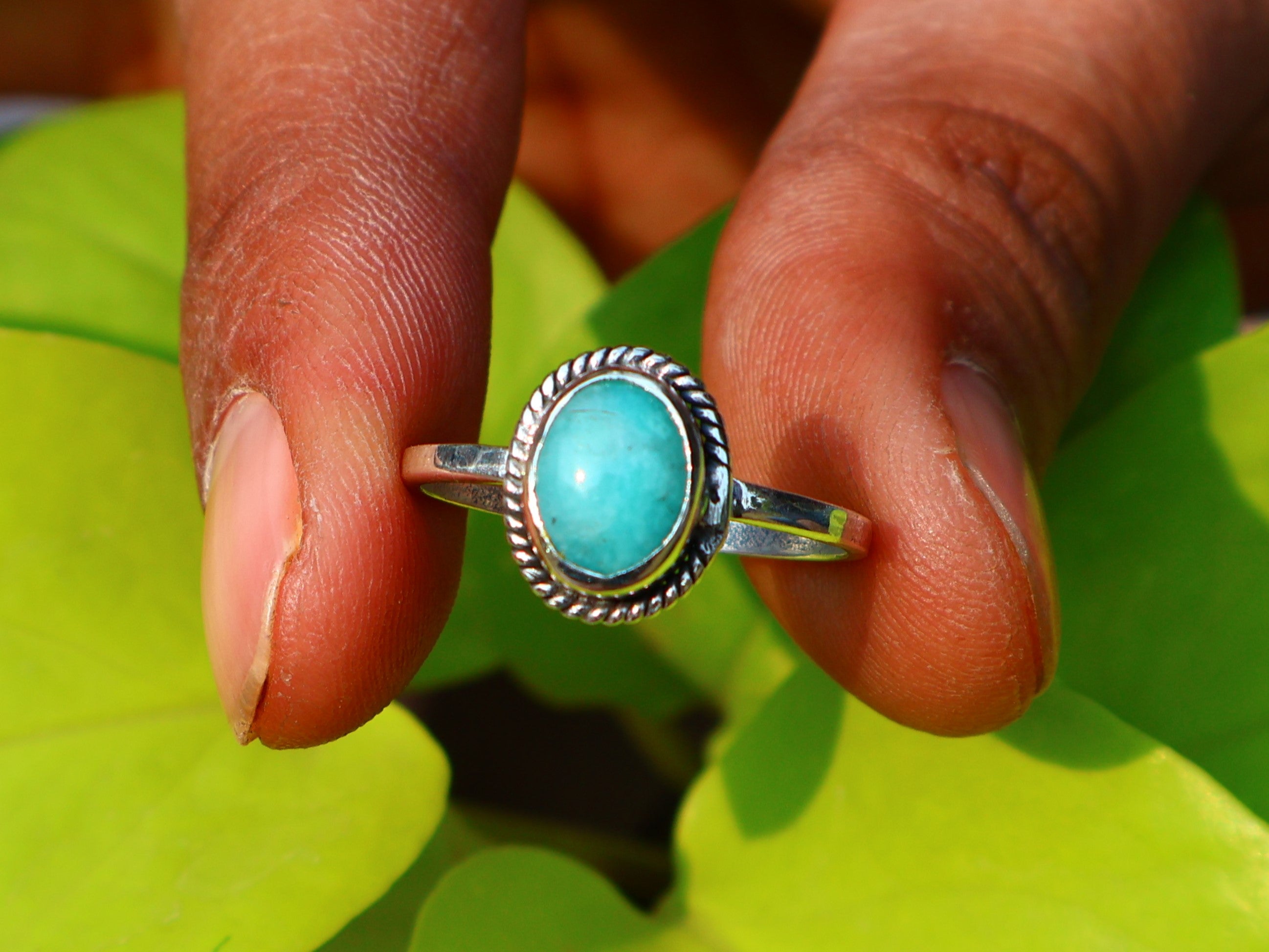 Natuurlijke Larimar Ovale Edelsteen Ring 925 Sterling Zilveren Ring Voor Vrouwen Larimar Massief Zilveren Ring Voor Haar Oceaan Larimar Ring Verjaardagscadeau Ring