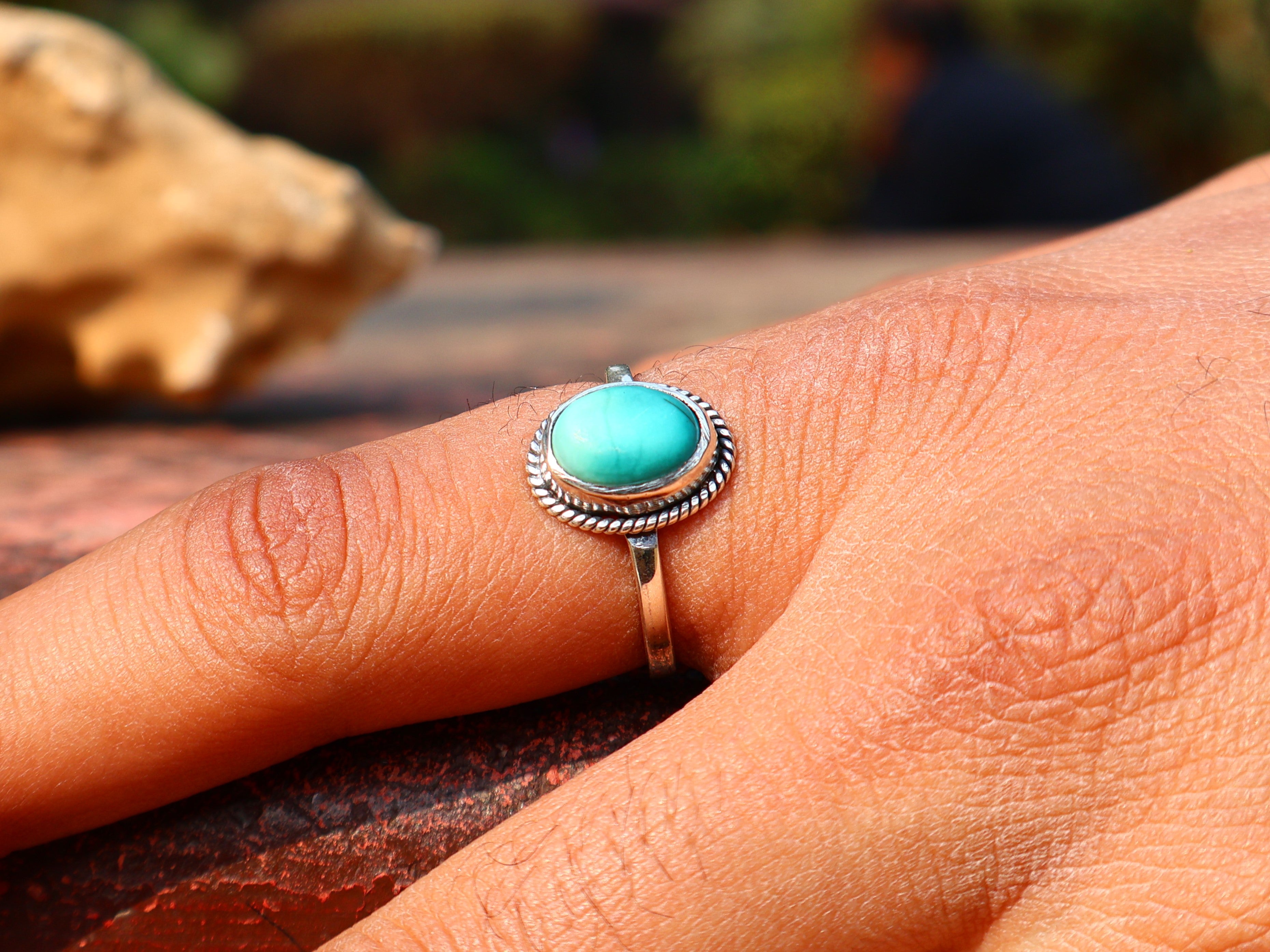925 Sterling Silber Türkis Ring Handgemachter Damen Ring Böhmischer Ovaler Türkis Ring Blauer Stein Ring Geschenk Für Sie