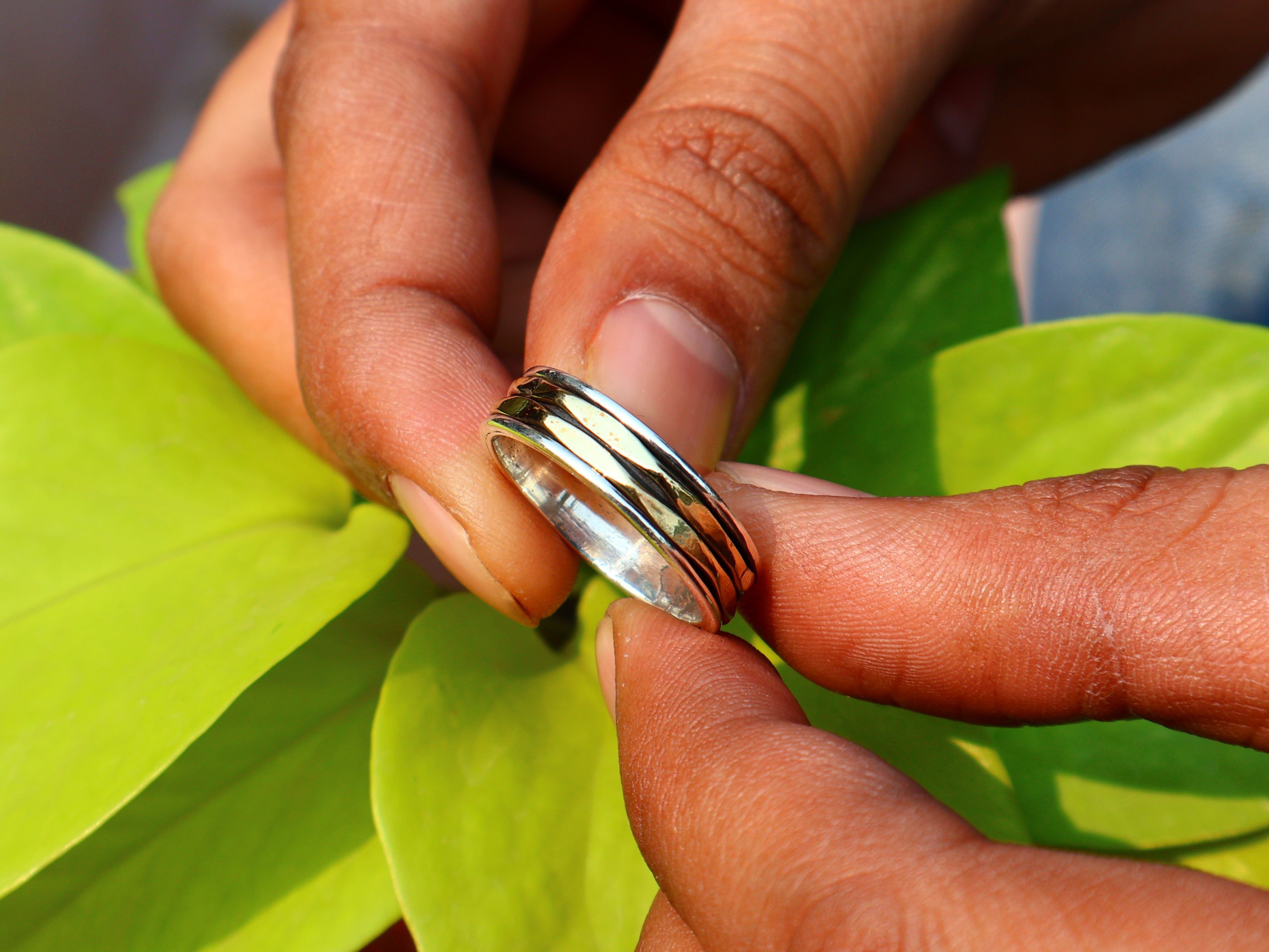 Spinner-Bandring, 925er Silberring, Silber-Bandring, handgefertigter Silber-Spinner-Ring für Damen, Yoga-Ring, Geschenk für sie