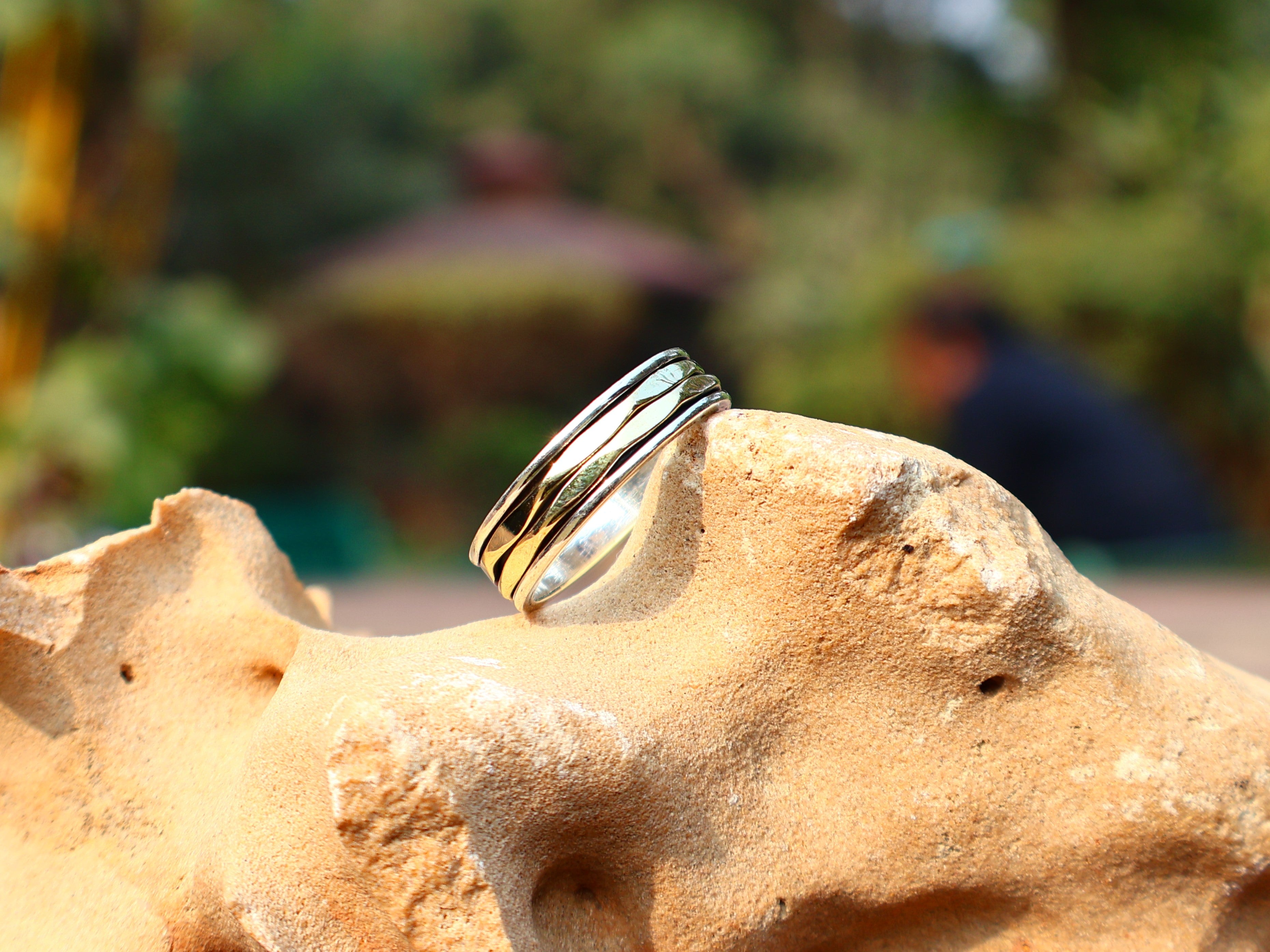 Spinner-Bandring, 925er Silberring, Silber-Bandring, handgefertigter Silber-Spinner-Ring für Damen, Yoga-Ring, Geschenk für sie