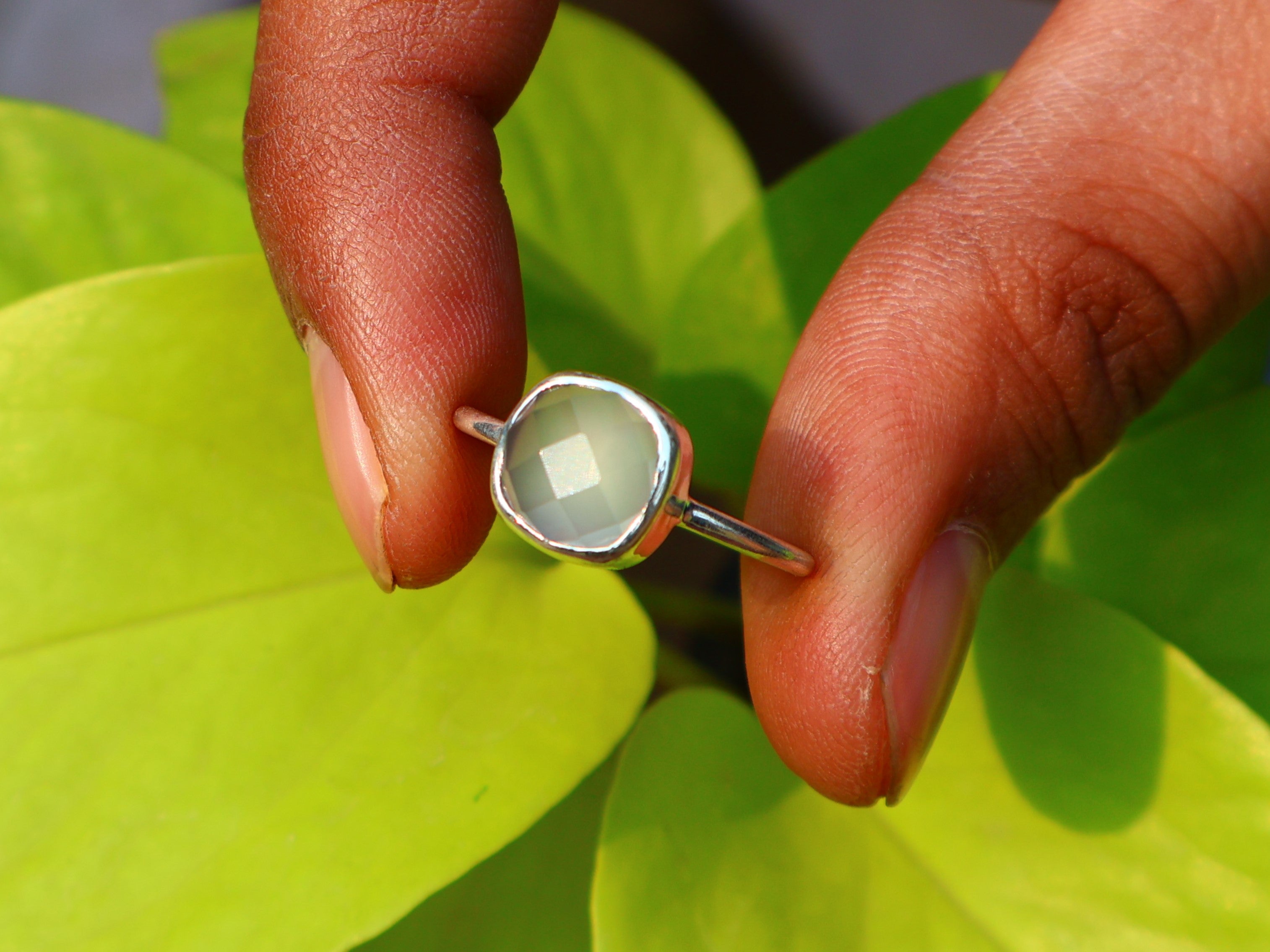 Aqua Chalcedon Ring Quadratischer Edelsteinring Handgemachter Silberring Einzigartiger Ring Geburtssteinring 925 Sterling Silberring