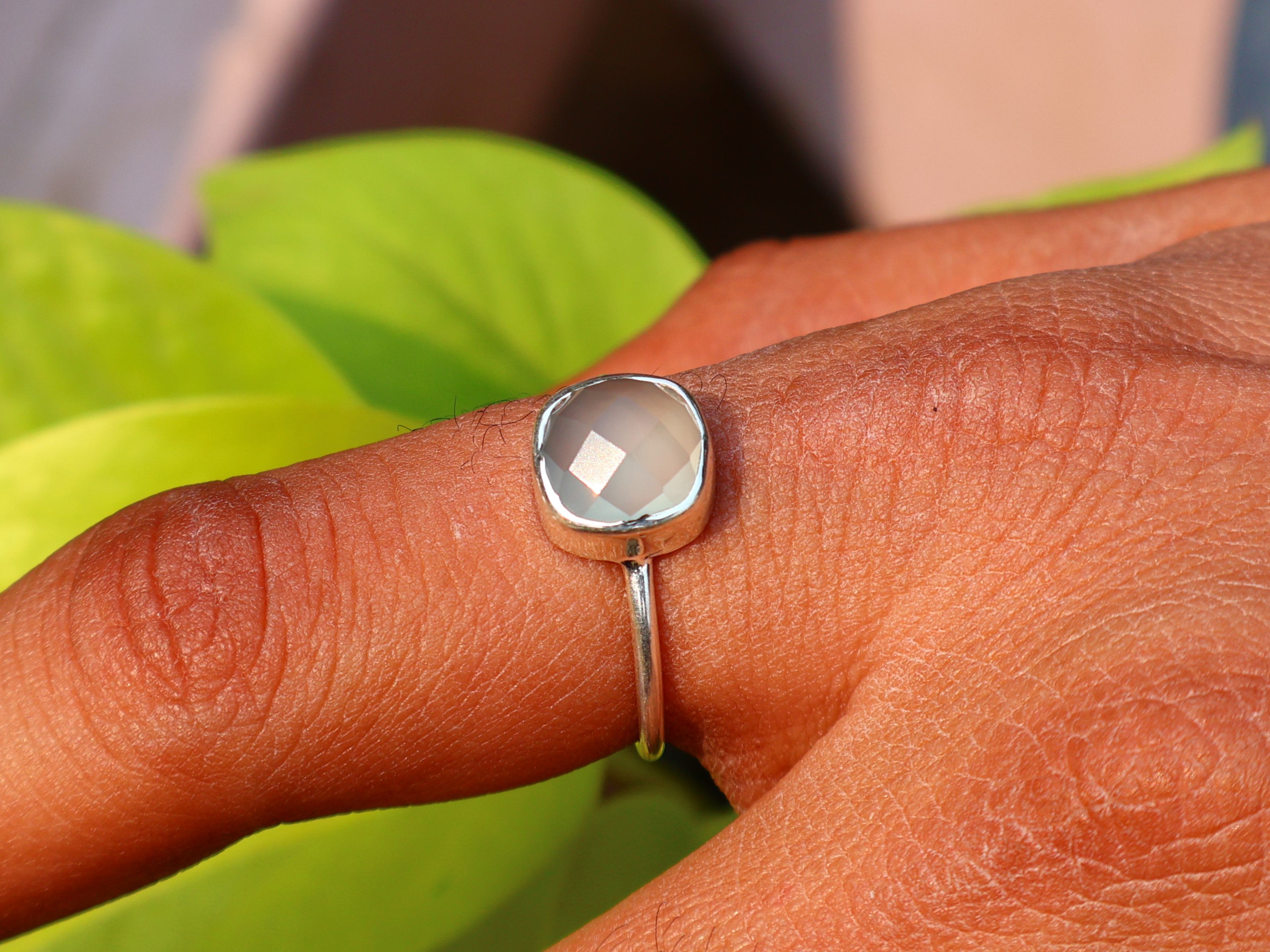 Aqua Chalcedon Ring Quadratischer Edelsteinring Handgemachter Silberring Einzigartiger Ring Geburtssteinring 925 Sterling Silberring