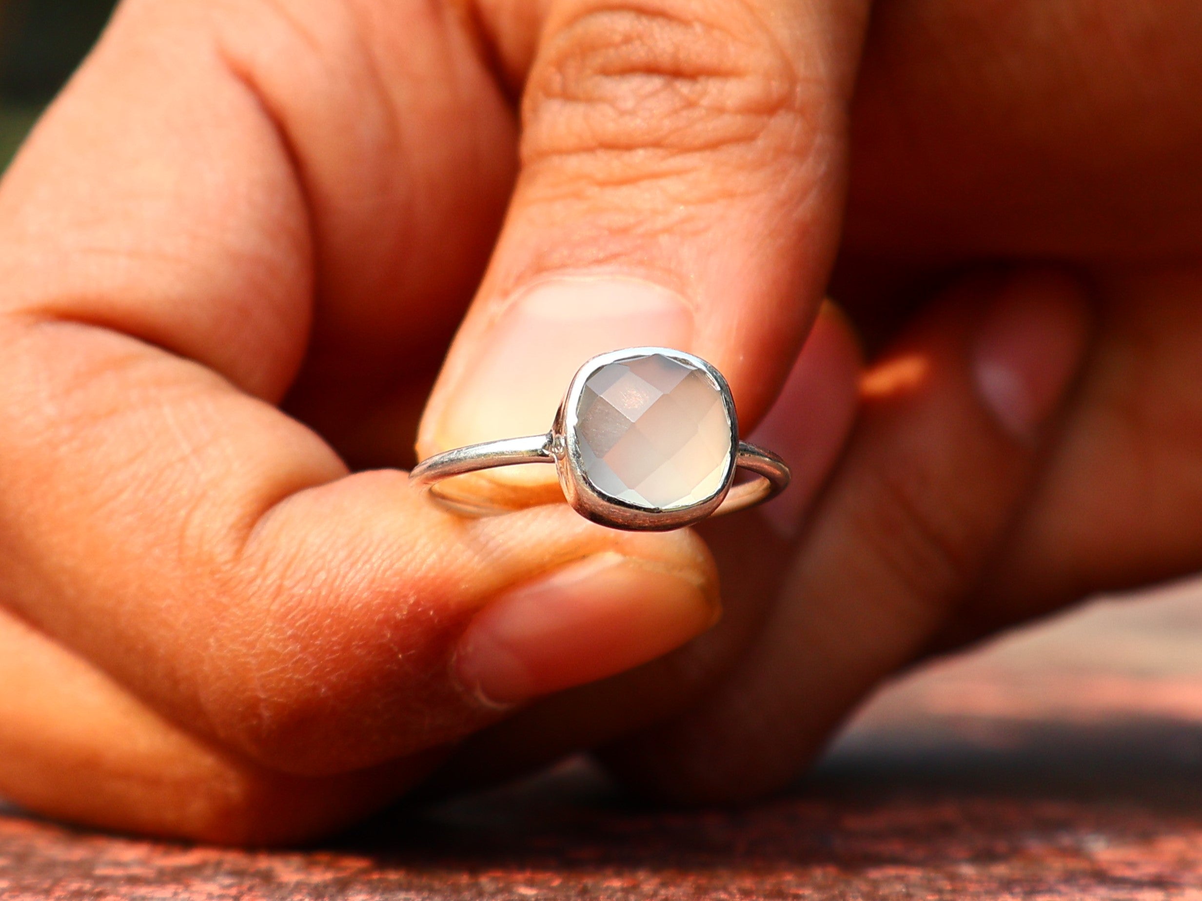 Aqua Chalcedon Ring Quadratischer Edelsteinring Handgemachter Silberring Einzigartiger Ring Geburtssteinring 925 Sterling Silberring