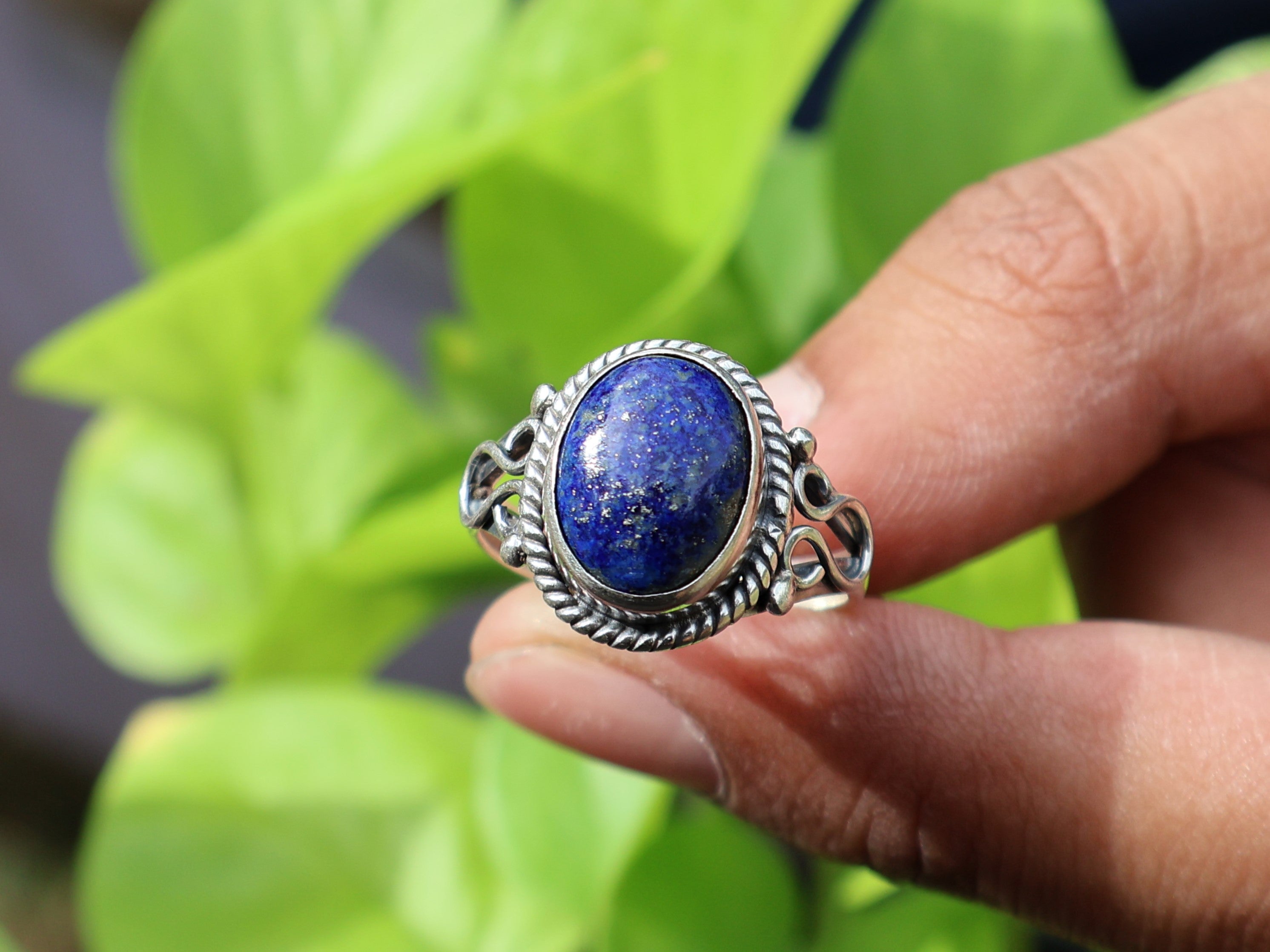 925er Sterling Silber Ring Lapislazuli Ring Zierlicher Silberring Edelsteinring für Frauen Versprechensring