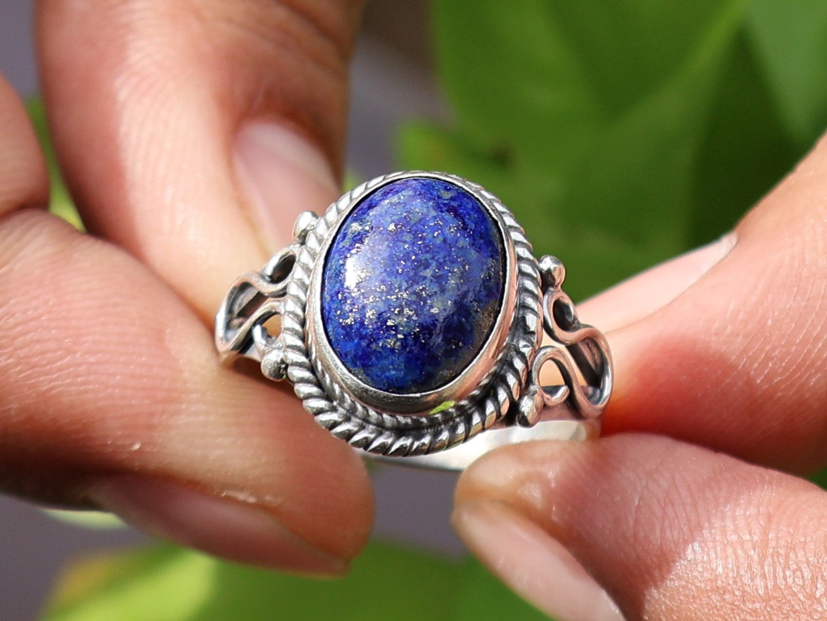 925er Sterling Silber Ring Lapislazuli Ring Zierlicher Silberring Edelsteinring für Frauen Versprechensring